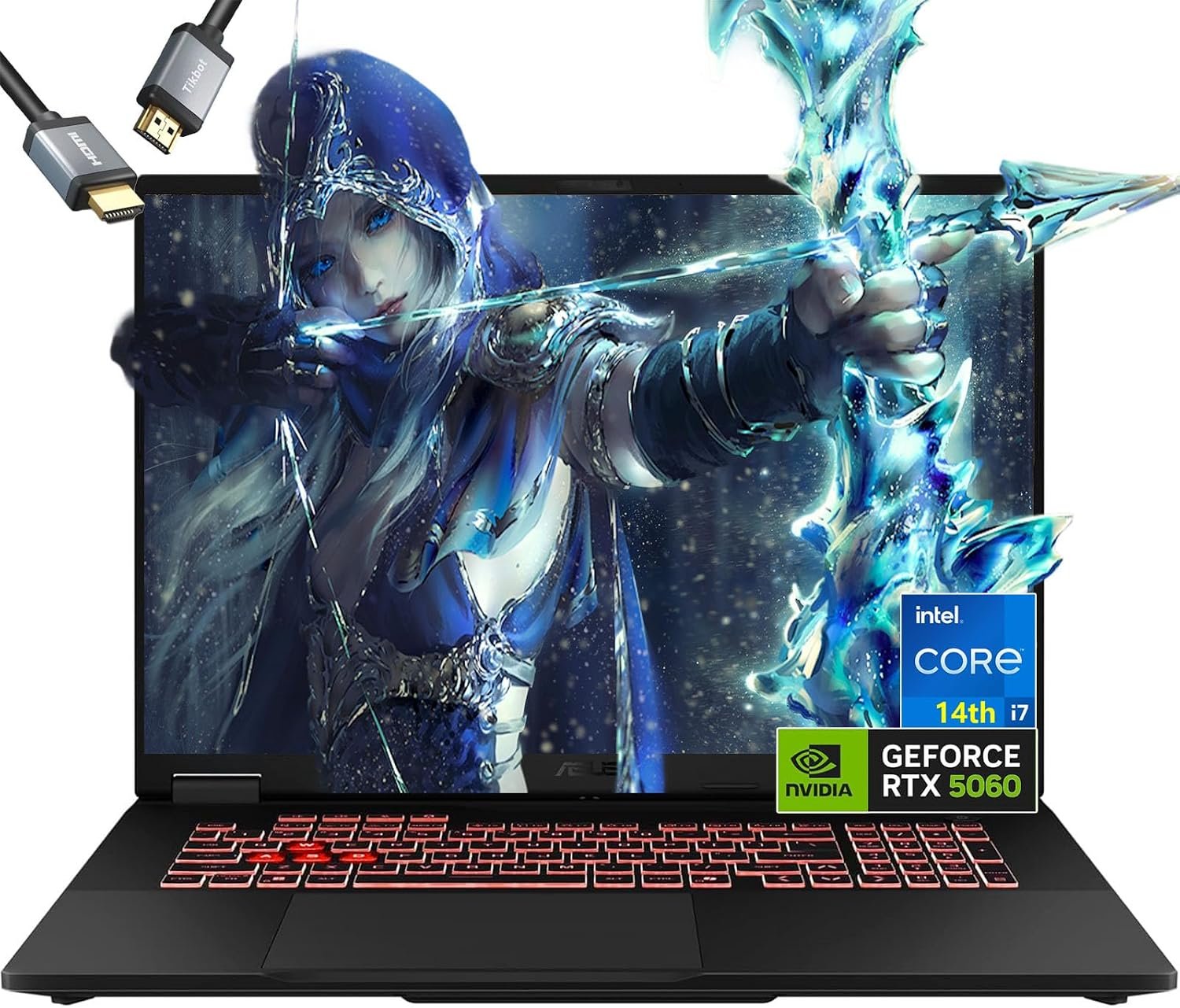 ASUS-TUF Gaming-Laptop i7-14650HX Beat AMD Ryzen 9 8945H – RTX 5060-16inch FHD+ IPS Display – 32GB RAM -2TB SSD – RGB Backlit Keyboard – Windows 11 – G-SYNC – Gamer PC – Thunderbolt 4 – HDMI Cable