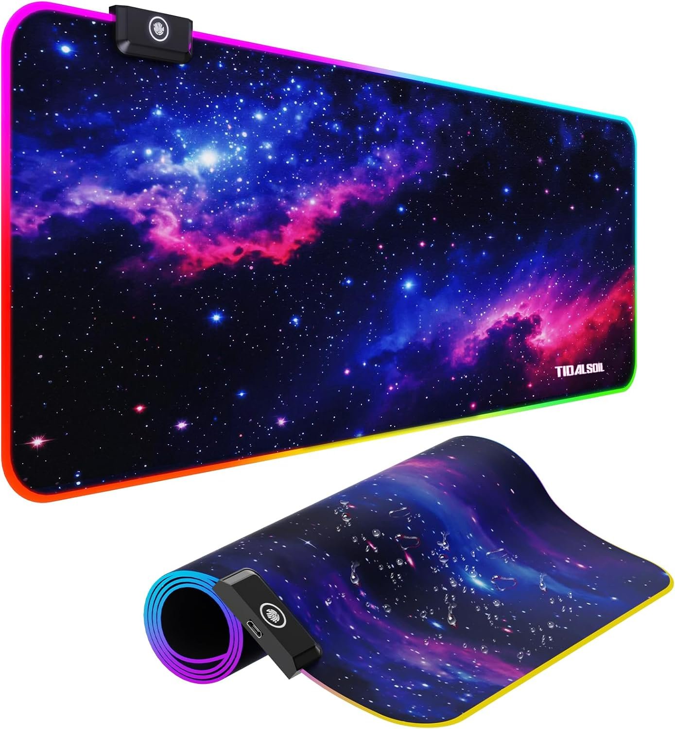 TIDALSOIL RGB Gaming Mouse Pad, Oversized Mouse Mat with 12 Light Modes, Non-Slip Rubber Base, Large Computer Keyboard Mouse Pad for PC Gaming, Office, 800 x 300 x 3 mm, Starry Sky