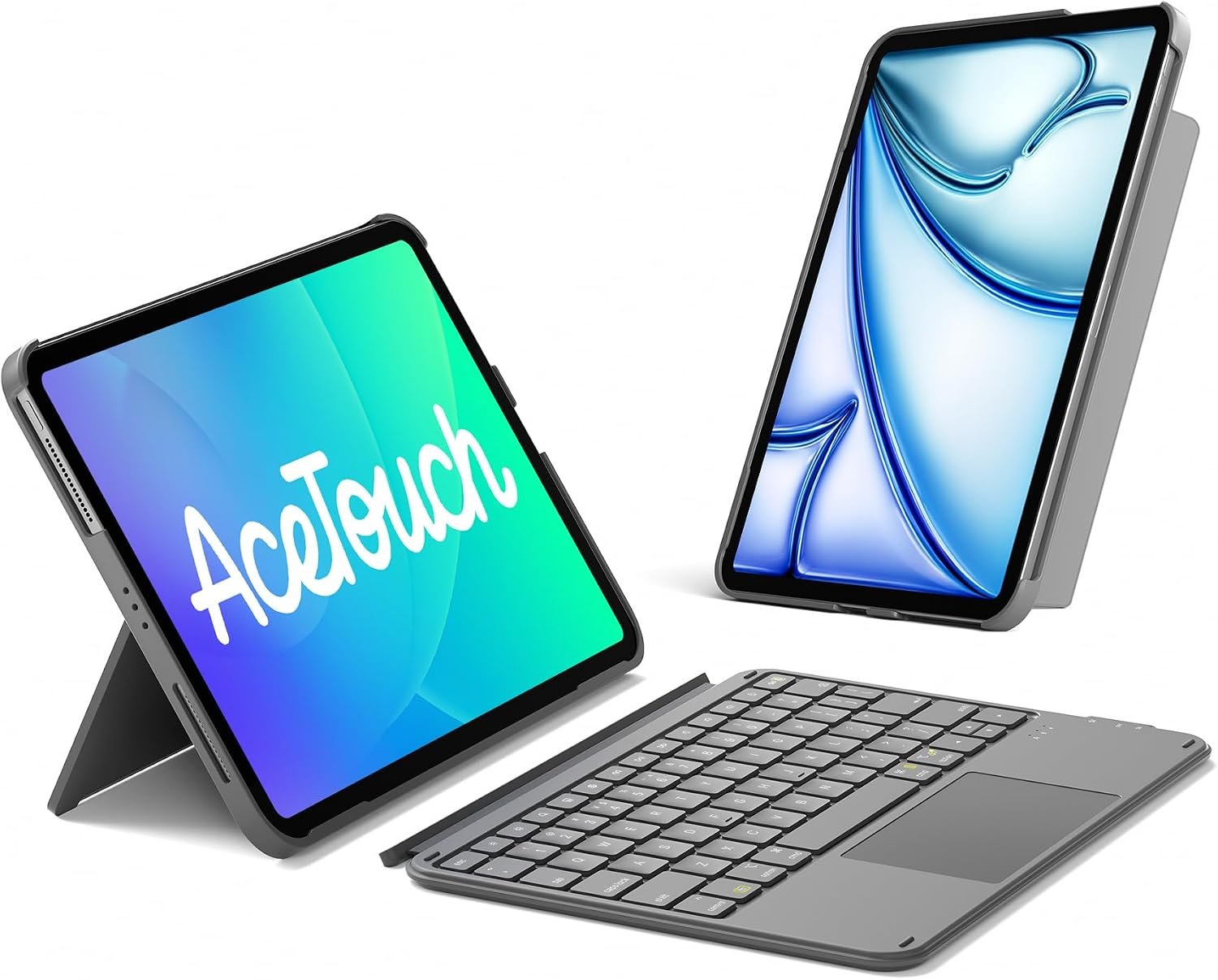 Inateck for iPad (A16) 11th/10th Gen 450g Ultralight Keyboard Case, Air 11″ 2026 M4 /M3/M2, Air 5/4th, Pro 11 4/3/2/1th,1 Second Magnetic Detachable Keyboard with Touchpad, AceTouch, Gray