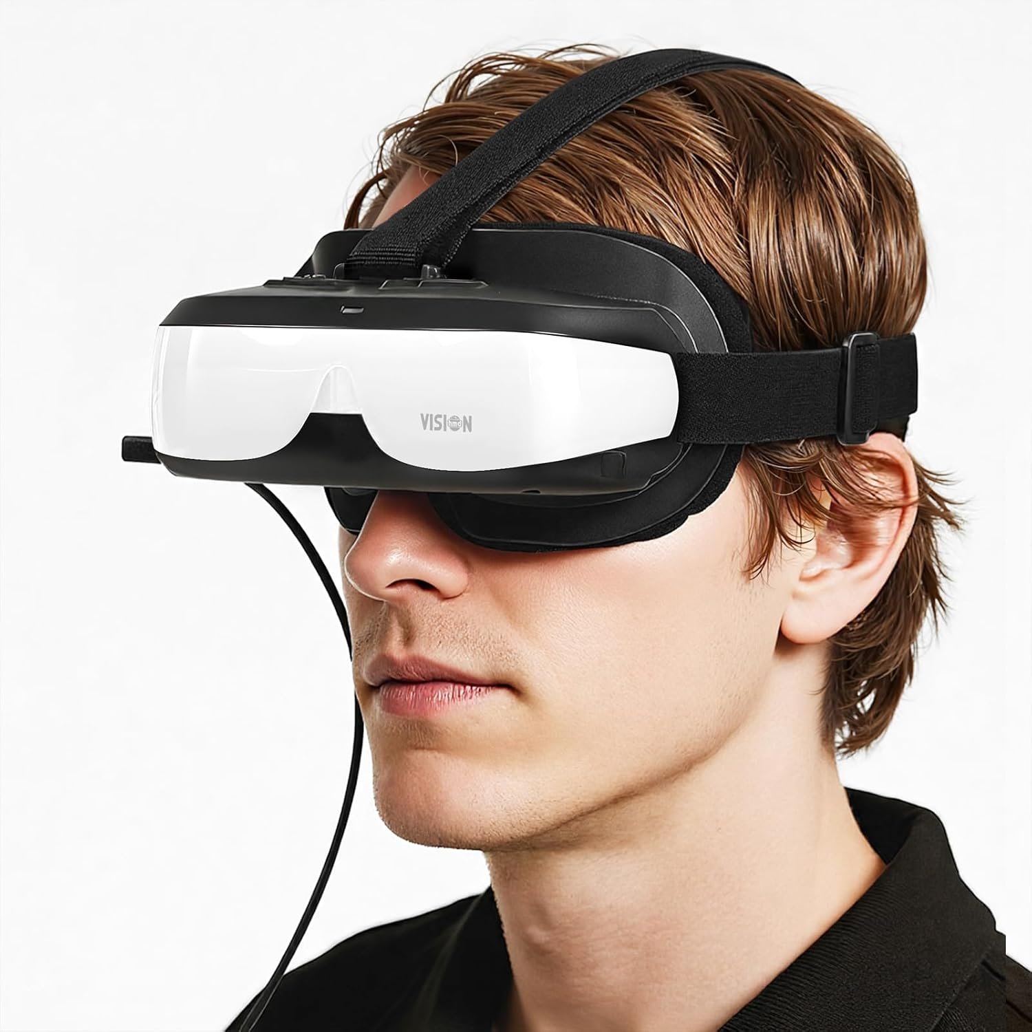 Bigeyes H3 Head Mounted Display – HD 300” Big Screen,HDMI interface,Built in Battery (3H Playtime), Lightweight & Compact, Enjoy Movies Privately for Men, Travel, Camping, Bedtime Film Mode