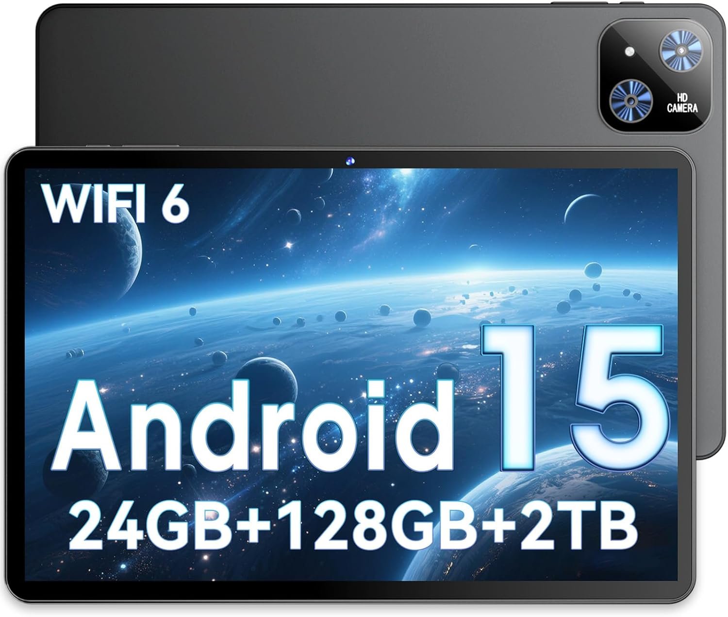 Tablet, 10.1 inch Android Tablet with Octa-core Processor 24GB RAM 128GB ROM 2 TB Expandable, 1280×800 HD IPS Touchscreen, 8H Battery, GPS, Wi-Fi 6, BT 5.4, Dual Camera, Android 15 Tablets