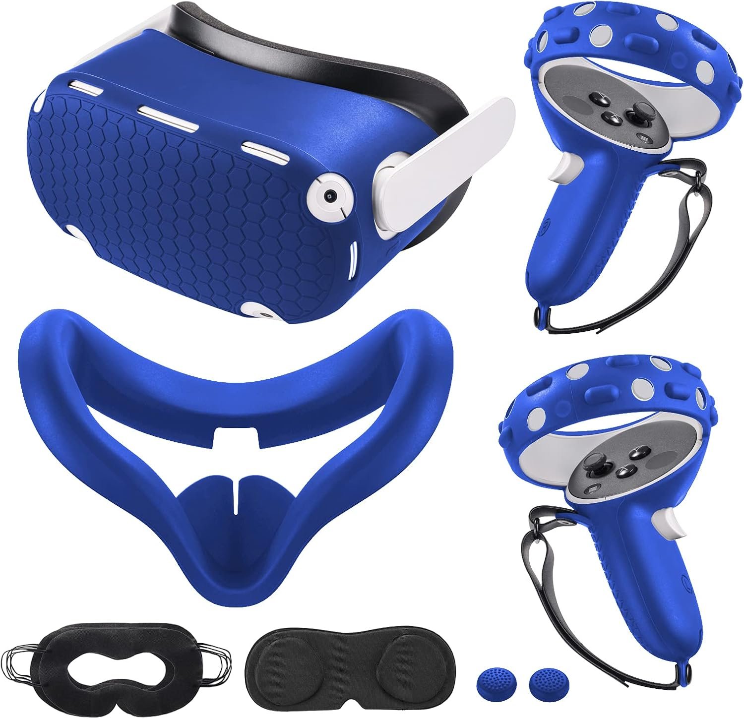Compatible with Oculus Quest 2 Accessories, VR Silicone face Cover, VR Shell Cover,Compatible with Quest 2 Touch Controller Grip Cover,Protective Lens Cover,Disposable Eye Cover