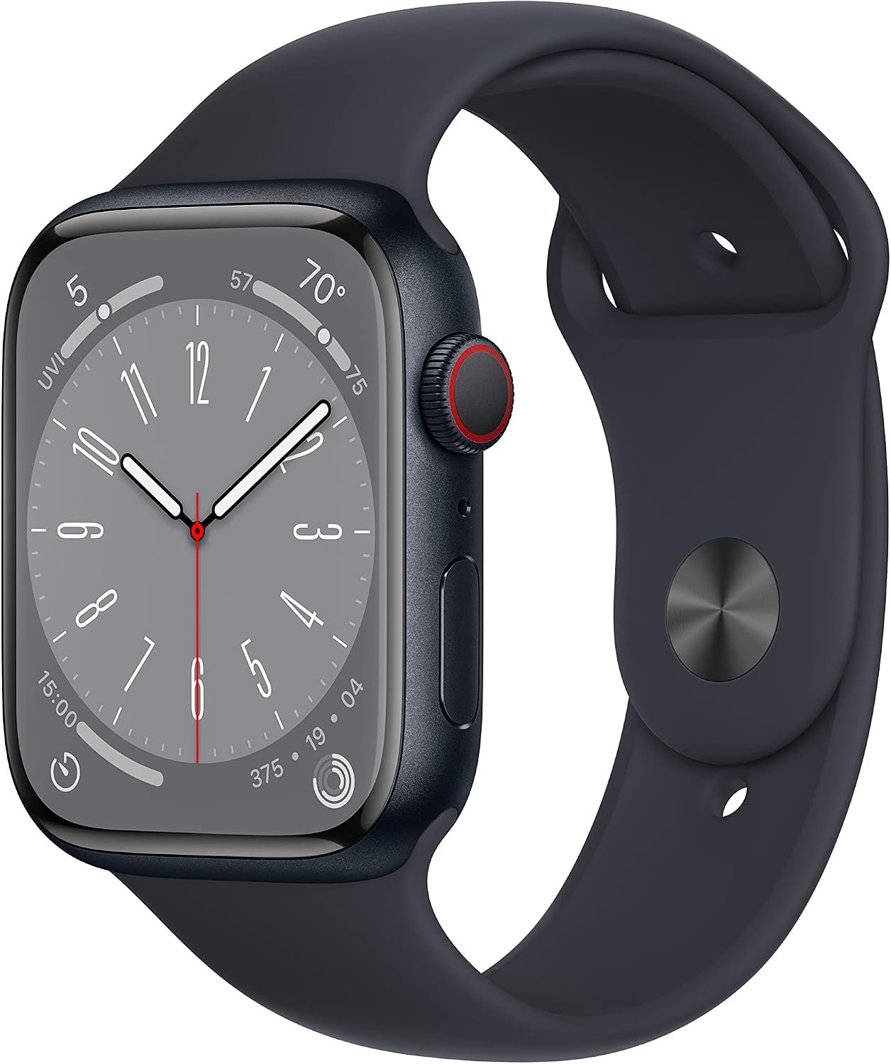 Apple Watch Series 8 [GPS + Cellular, 45mm] – Midnight Aluminum Case with Midnight Sport Band, M/L (Renewed)