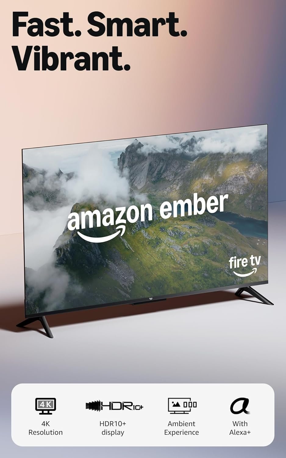 Amazon Ember 55″ 4-Series with Fire TV (newest model), 4K Ultra HD smart TV with Alexa Remote, HDR10+, fast processor, Dolby Audio, Ambient Experience, free and live TV, find shows faster with Alexa+