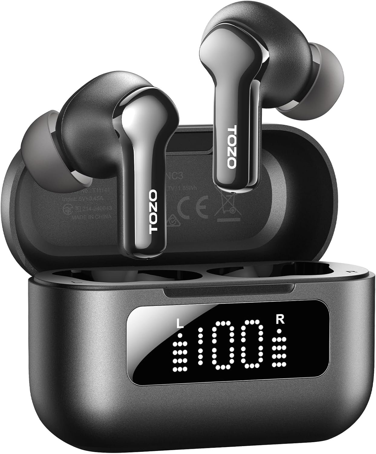 TOZO Hybrid Active Noise Cancelling in Ear Wireless Earbuds, 68H Playtime | 6 Mics AI Clear Calls, LED Display, 32 Preset EQs App, Bluetooth 5.3 Headphones, IPX8 Waterproof, Comfort Fit Ear Buds