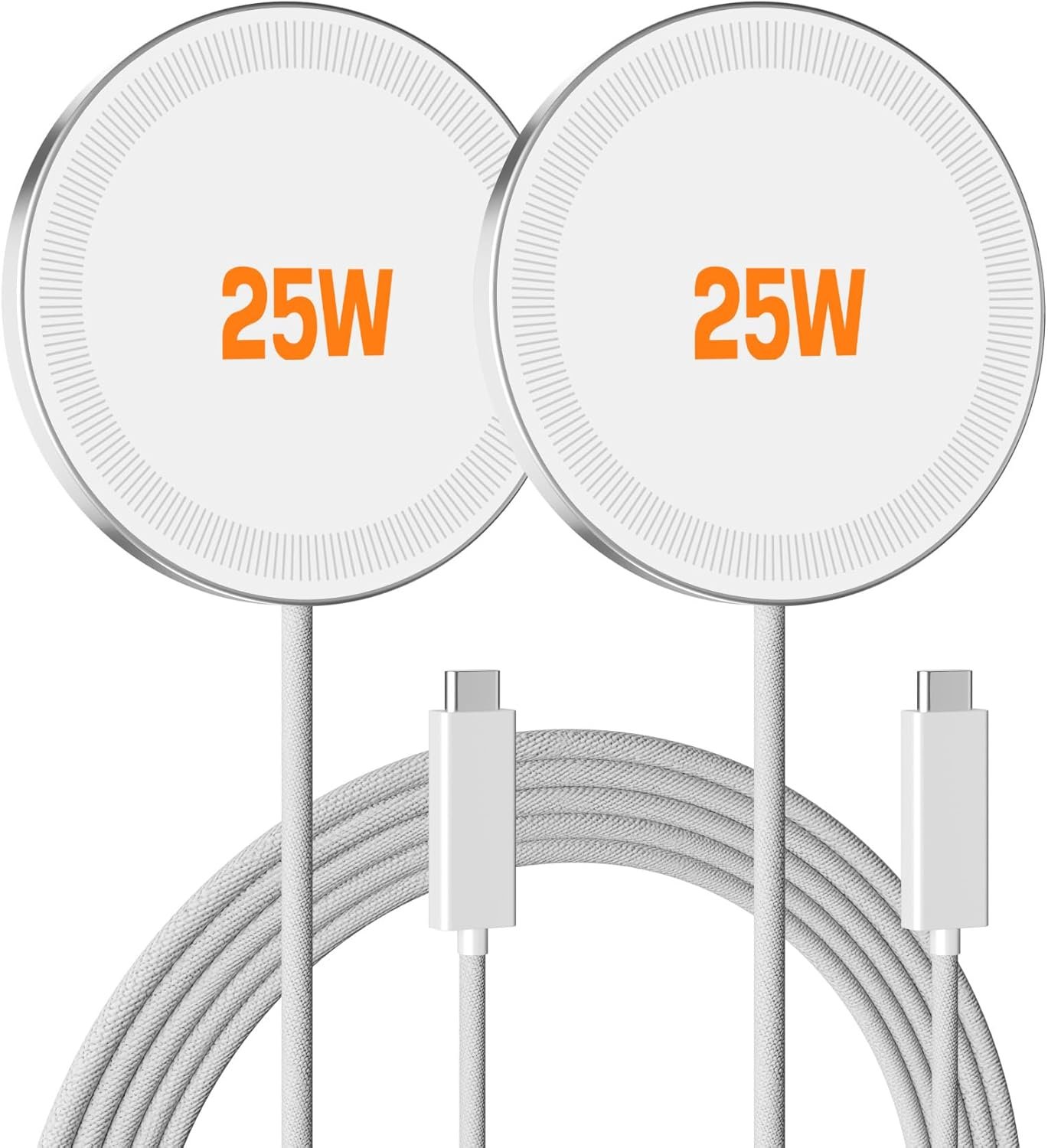 MagSafe 25W Wireless Charger for Apple Magnetic Fast Charging Pad | Compatible for iPhone 17 17e 16 16e 15 14 13 12 Pro Max – AirPods-Slim Portable for Travel Bedside Office – 2 Pack, White