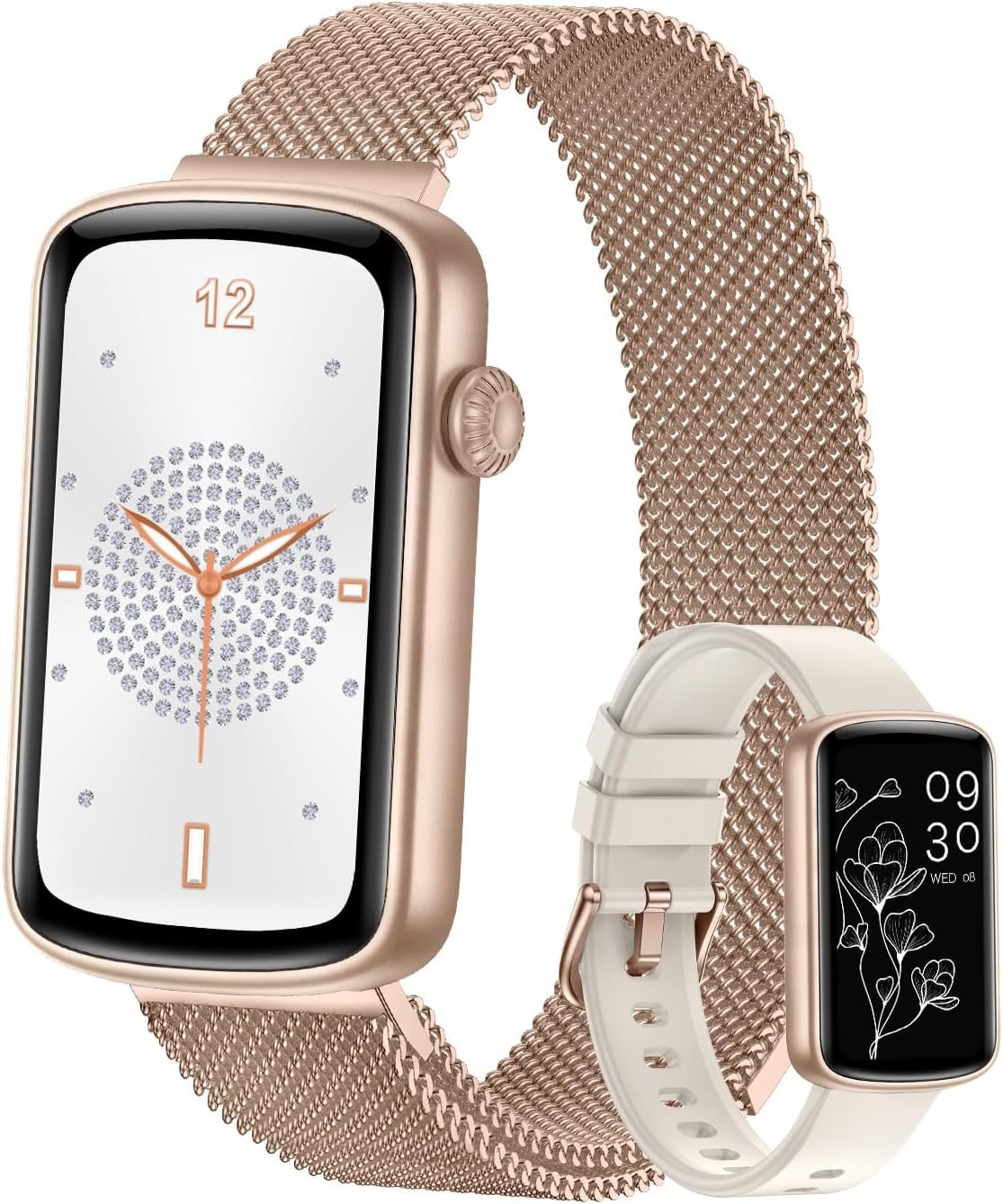 RUIMEN Fitness Tracker, Fitness Watches for Women Men with Heart Rate Monitor Blood Oxygen Sleep Tracker Pedometer, 1.47″ Smart Watch Step Calorie Counter for Android iOS IP68 Waterproof (Gold)