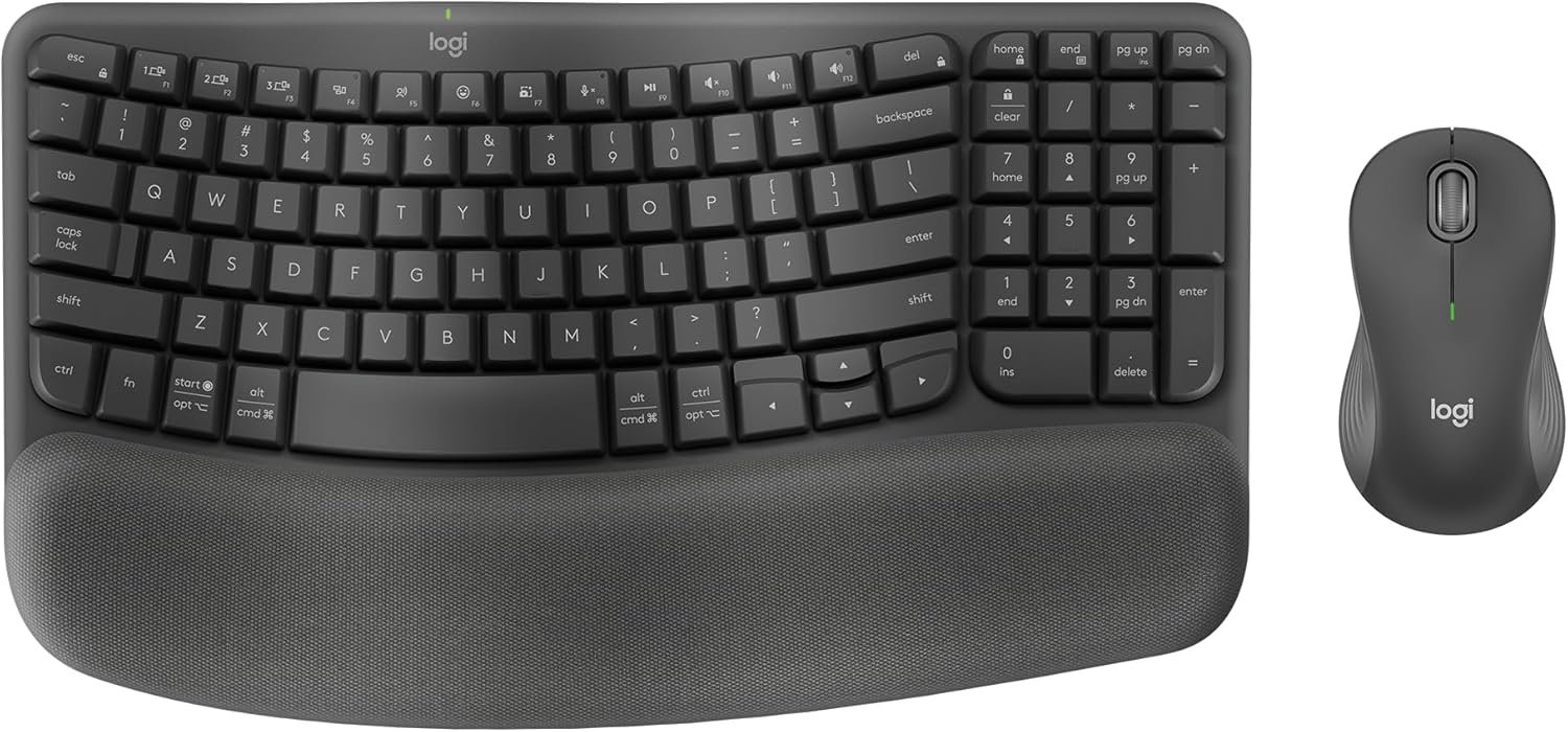 Logitech Wave Keys MK670 Combo Wireless Keyboard and Mouse – Graphite | Signature M550 L, comfortable natural typing, Bluetooth, Logi Bolt, multi-OS, Windows/Mac compatibility