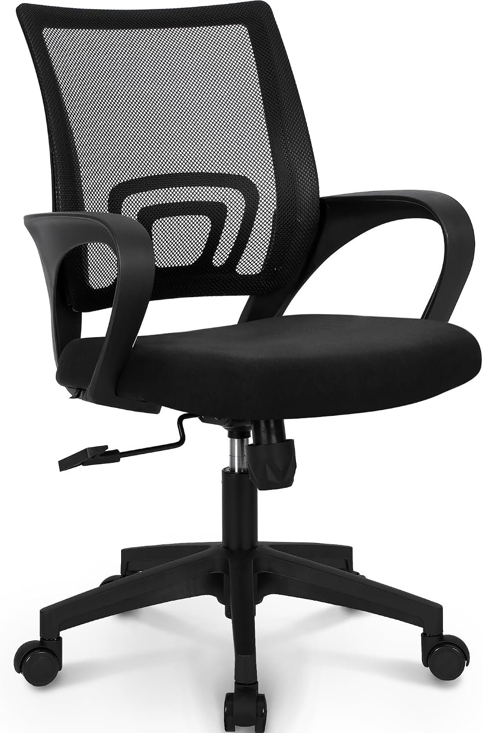 NEO CHAIR Office Computer Chair Ergonomic Mid-Back Desk Chair, Mesh Black | Breathable Mesh Back with Lumbar Support, Height Adjustment, Smooth Rolling Casters for Home Office, Study or Gaming Setup