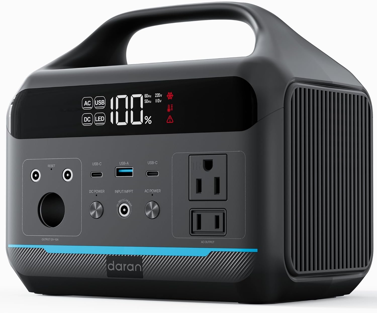 DARAN Portable Power Station 600W(1200W Surge) – 288Wh Solar Generator LiFePO4 Battery with AC DC Outlets, 8.3LB Portable Charging Station for Camping, RV, Home, Emergency (Solar Optional)