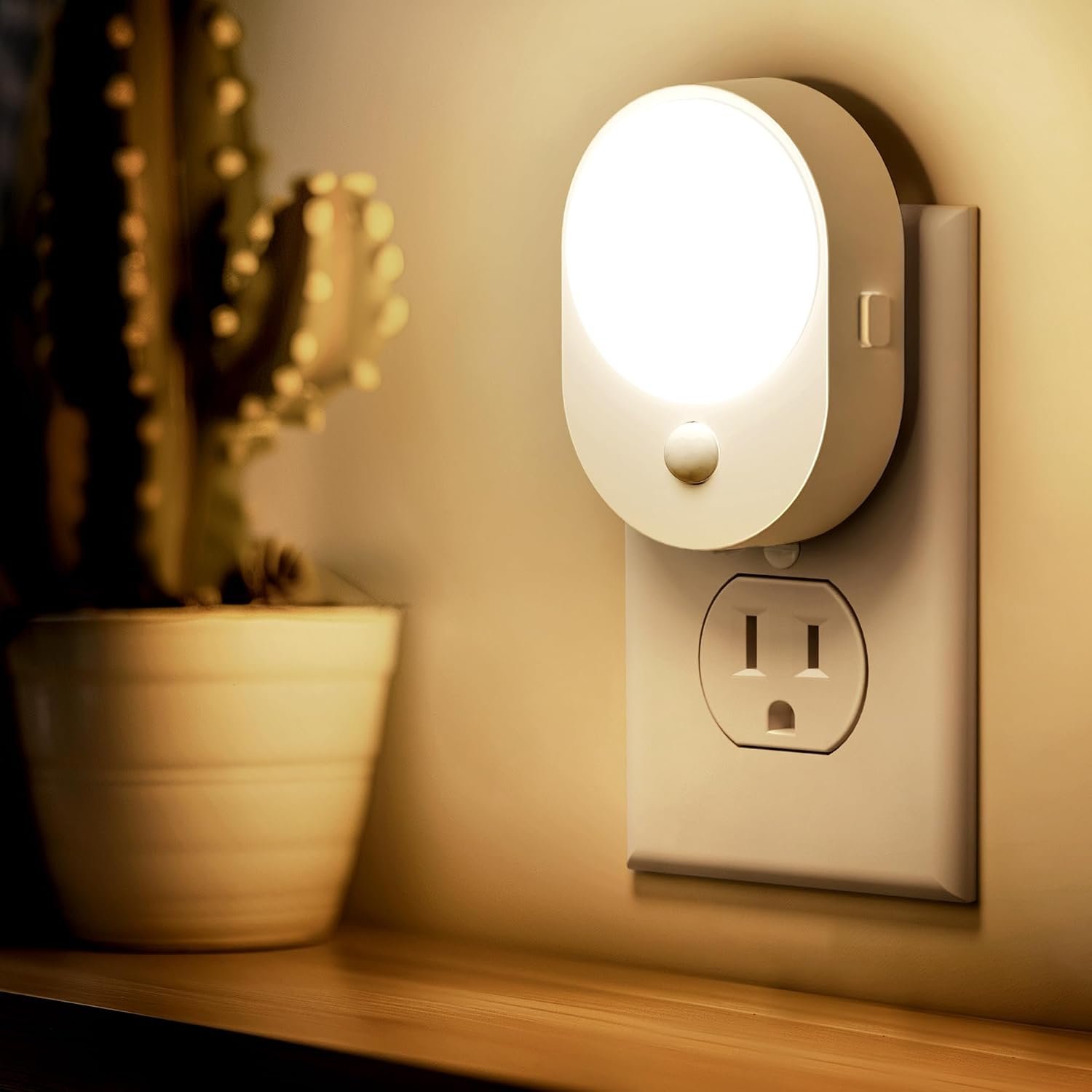 L LOHAS LED Motion Sensor Night Light,[2-PACK] Night Lights Plug into Wall,Motion Sensor and Dusk to Dawn Sensor,3000K Soft White,30/60/100lm Brightness Dimmable,Nightlight for Bathroom Hallway | Motion Sensor and Dusk to Dawn Sensor,3000K Soft White,30/60/100lm Brightness Dimmable,Nightlight for Bathroom Hallway