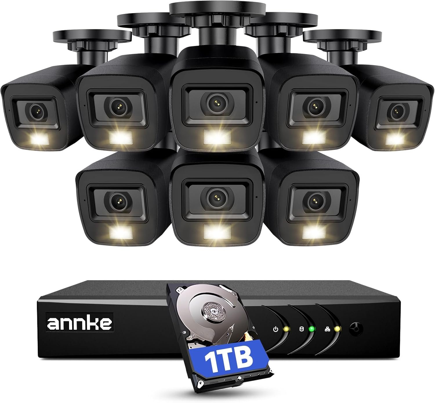 ANNKE 3K Lite Wired Security Camera System Outdoor, 8X 2MP Cameras, 1TB HDD | AI Human/Vehicle Detection, 8CH H.265+ Surveillance DVR and IP67 Home CCTV Came with Smart Dual Light, Color Night Vision