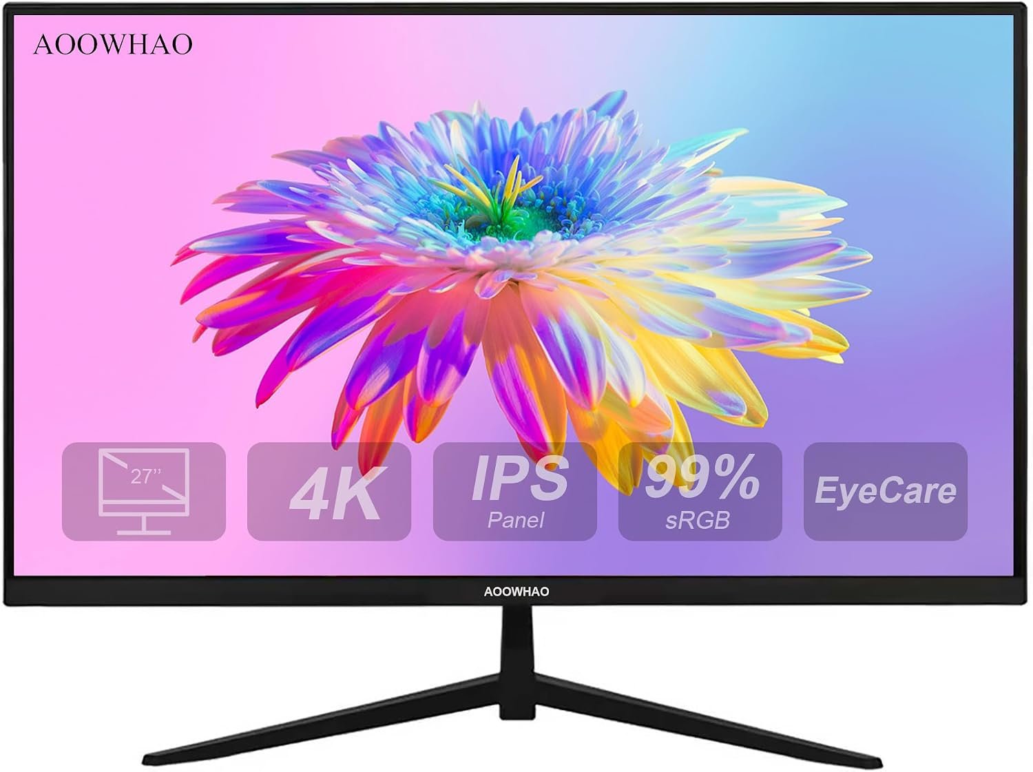 27 Inch 4K UHD (3840×2160) Monitor, 4K@60Hz, IPS Panel, Borderless Design, HDR400, 99% sRGB, Work & Gaming Monitor for Designers, Office, and PC Gaming with HDMI DP Type-c
