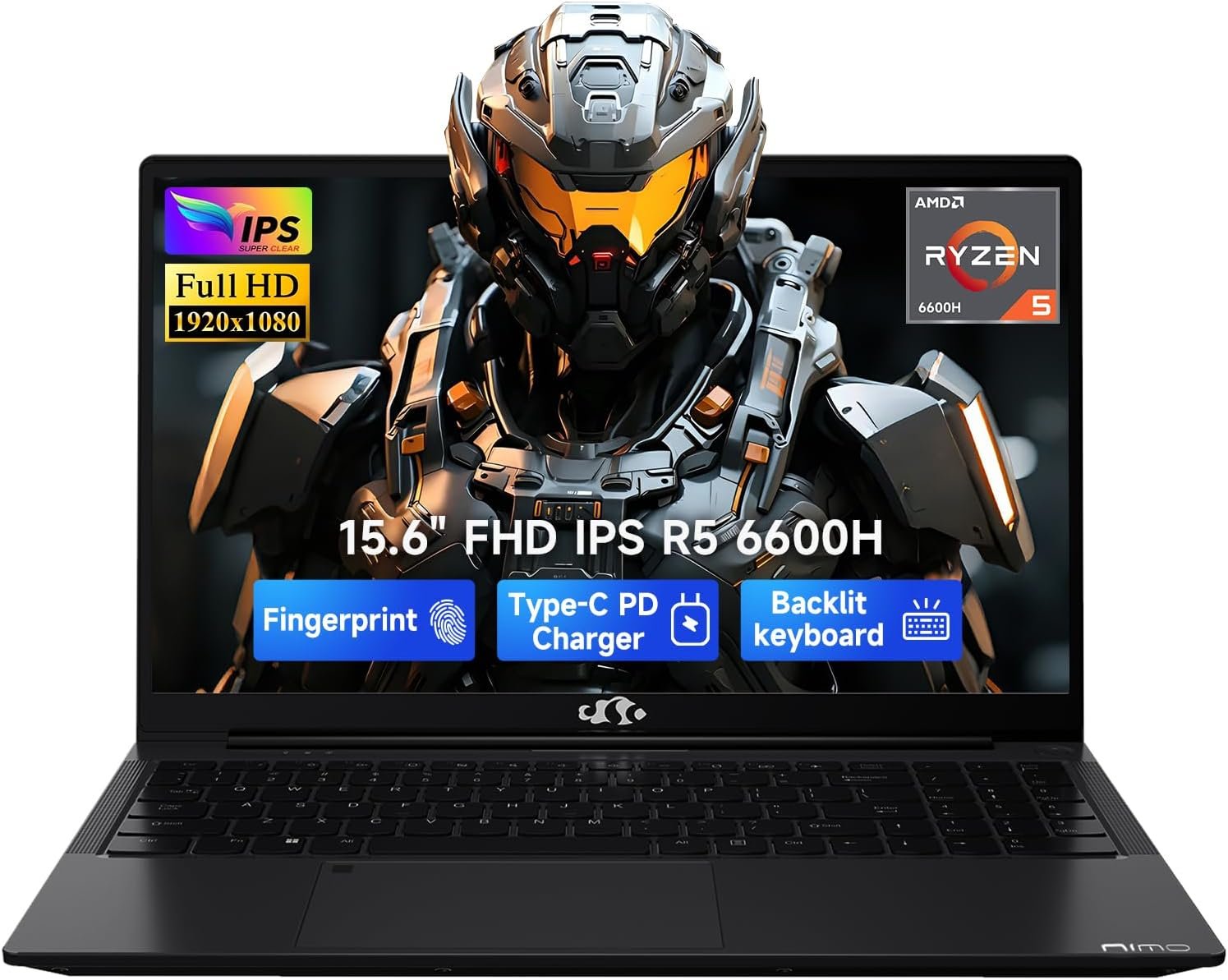 NIMO 15.6″ AI-Creator-Laptop, 6-Core AMD R5-6600H 16GB RAM 1TB SSD (Beat i7 1355U up to 4.5GHz) Radeon 660M, FHD IPS 100W Fast PD for Video Editing, Multitasking, Remote Work & Study, 2-Yr Warranty