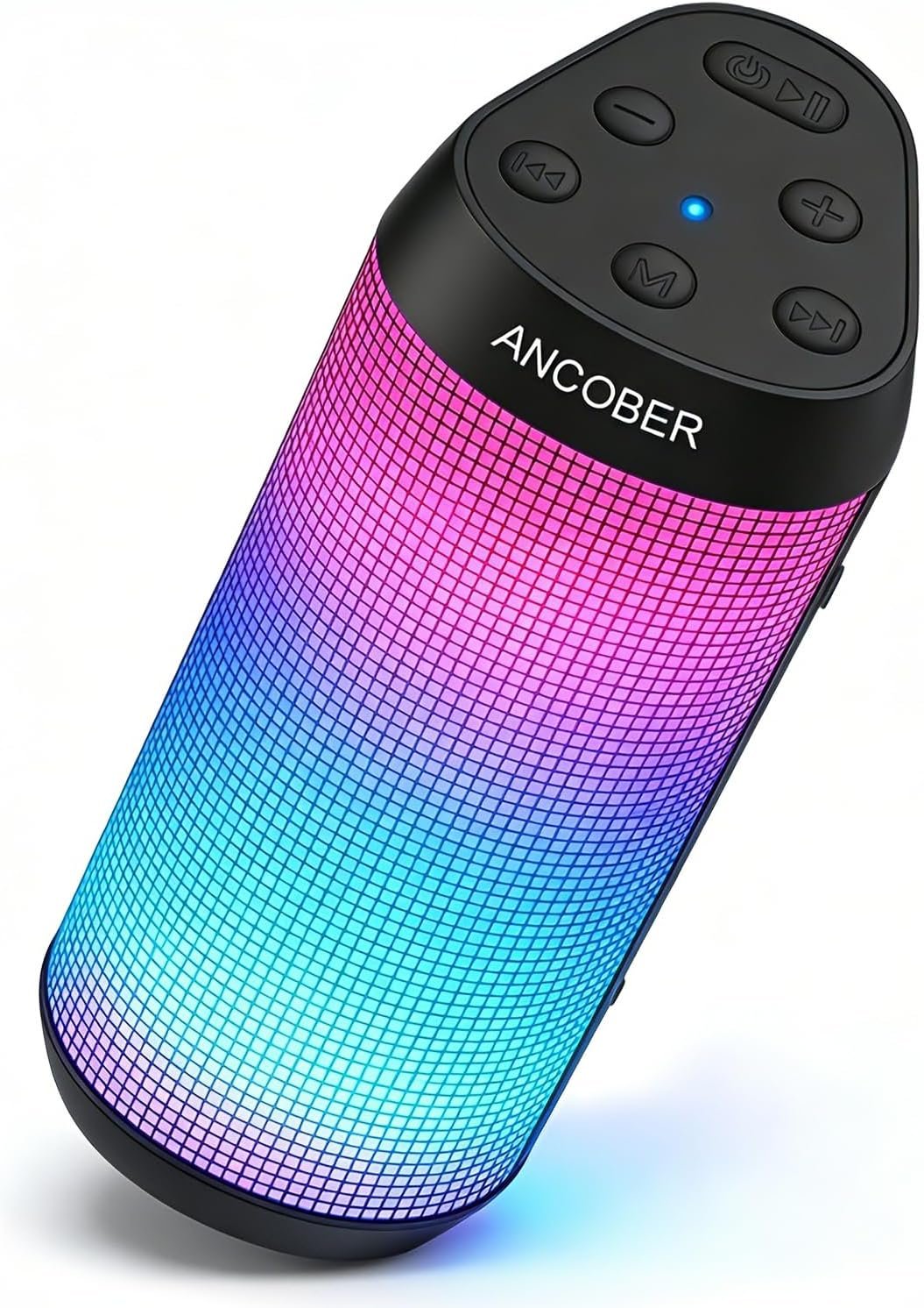 Bluetooth Speaker, Portable Wireless, 20W HD Stereo Loud Sound, 8 Modes LED Light Show, 30H Playtime, IPX4 Waterproof, TWS Pairing, Built-in Mic, BT5.3, for Outdoor, Party, Travel, Home, Ideal Gifts