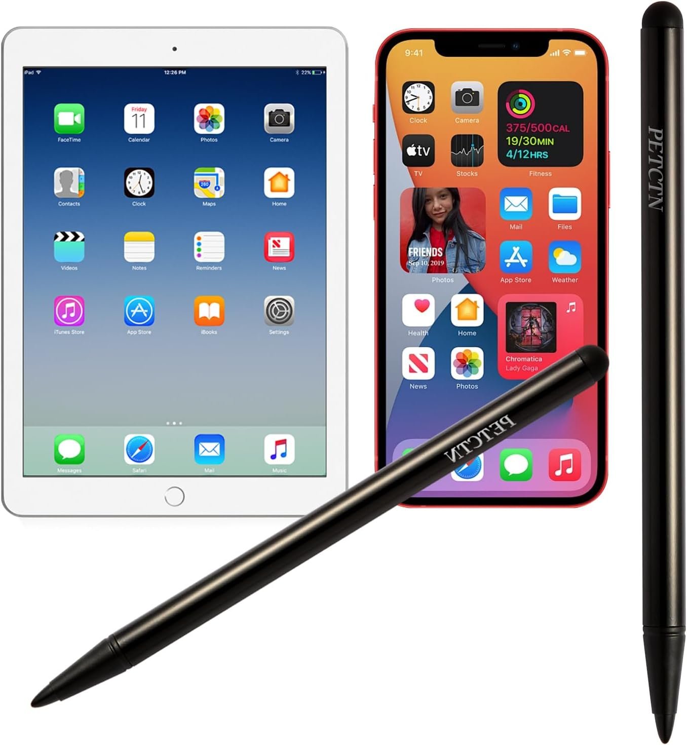 2pcs Black Stylus Pens for Universal Touch Screen Devices – Compatible with iPad, Samsung Galaxy, Smartphones