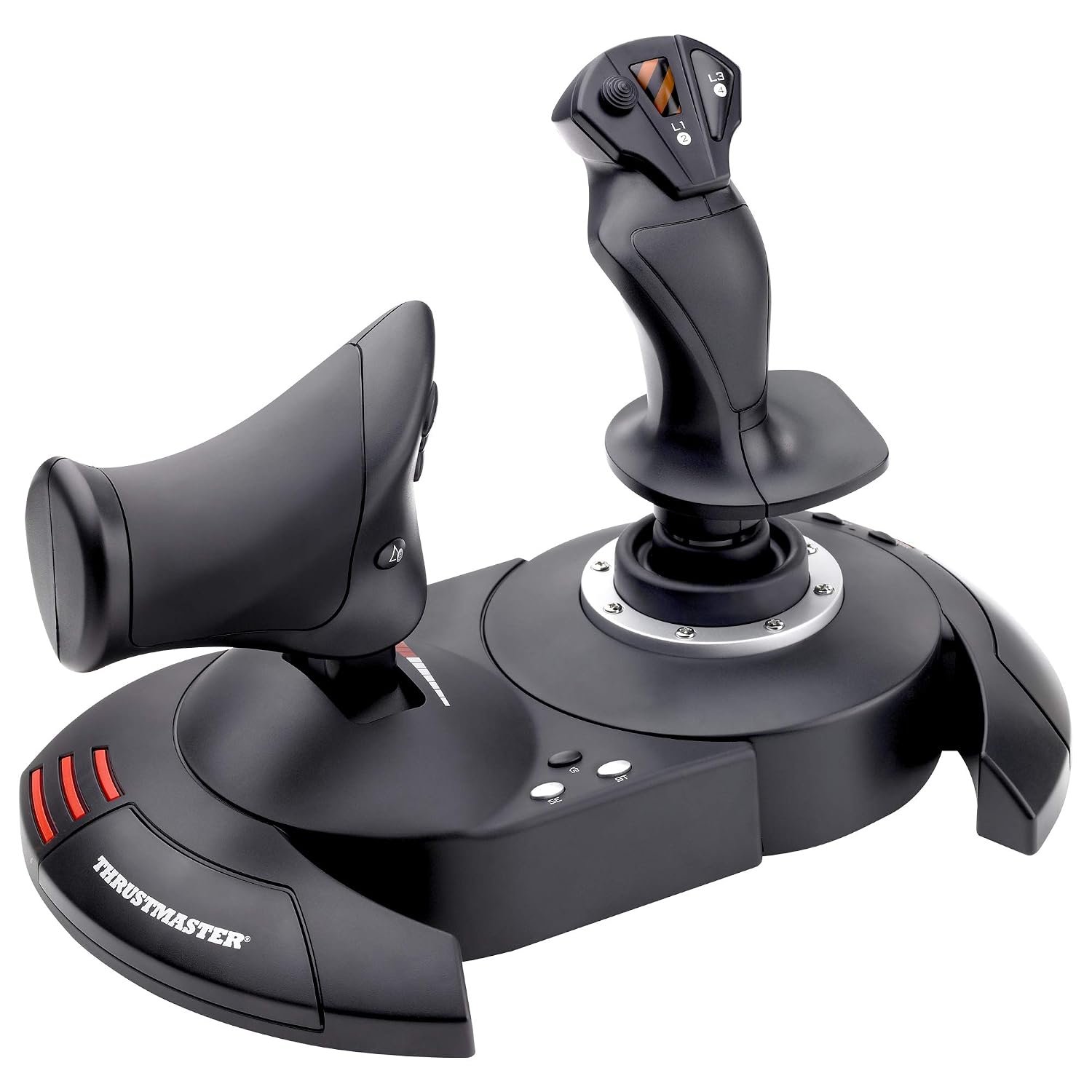 Thrustmaster T-Flight Hotas X USB Flight Sim Stick & Throttle – PC | Detachable design, adjustable resistance, 12 programmable buttons, 5 axes, dual rudder control, preset memory, ergonomic