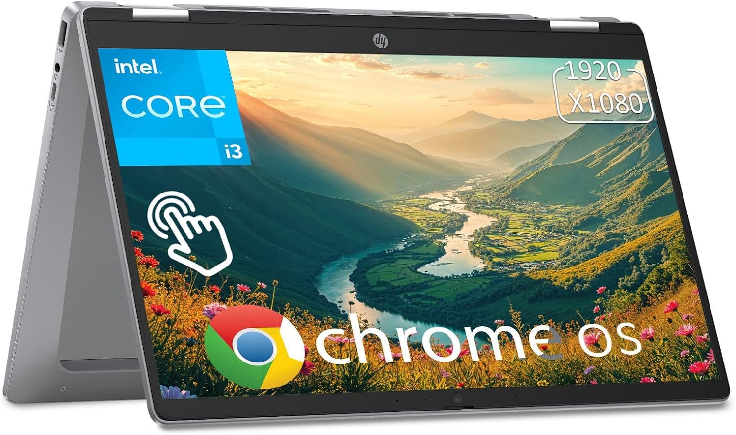 HP Chromebook Plus x360 Laptop 14″ 2 in 1 Touchscreen Business Laptop for Student Intel Core i3 N305 8GB RAM 256GB UFS Backlit KB Wi-Fi 6 Chrome OS w/Google AI