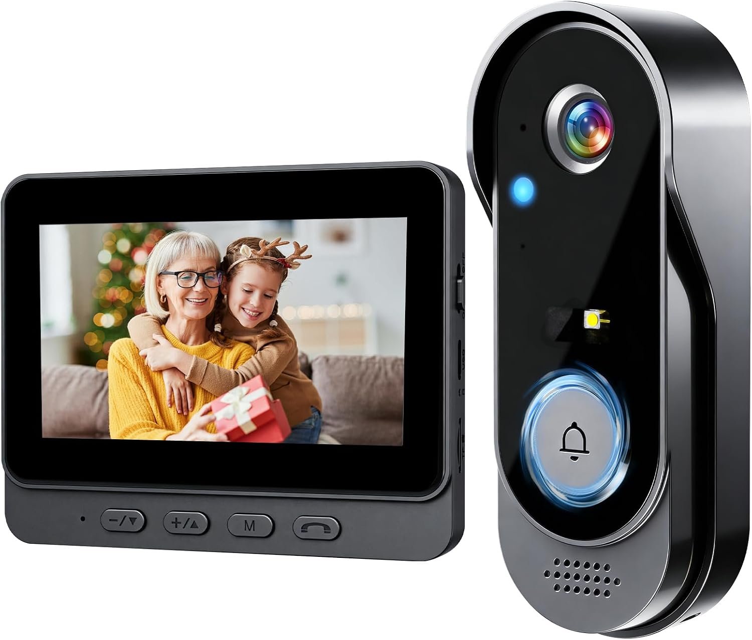 KEPEAK Doorbell Camera Wireless, Video Door Bell Camera with Monitor, 2-Way Audio, No WiFi or No APP Needed for Home Security
