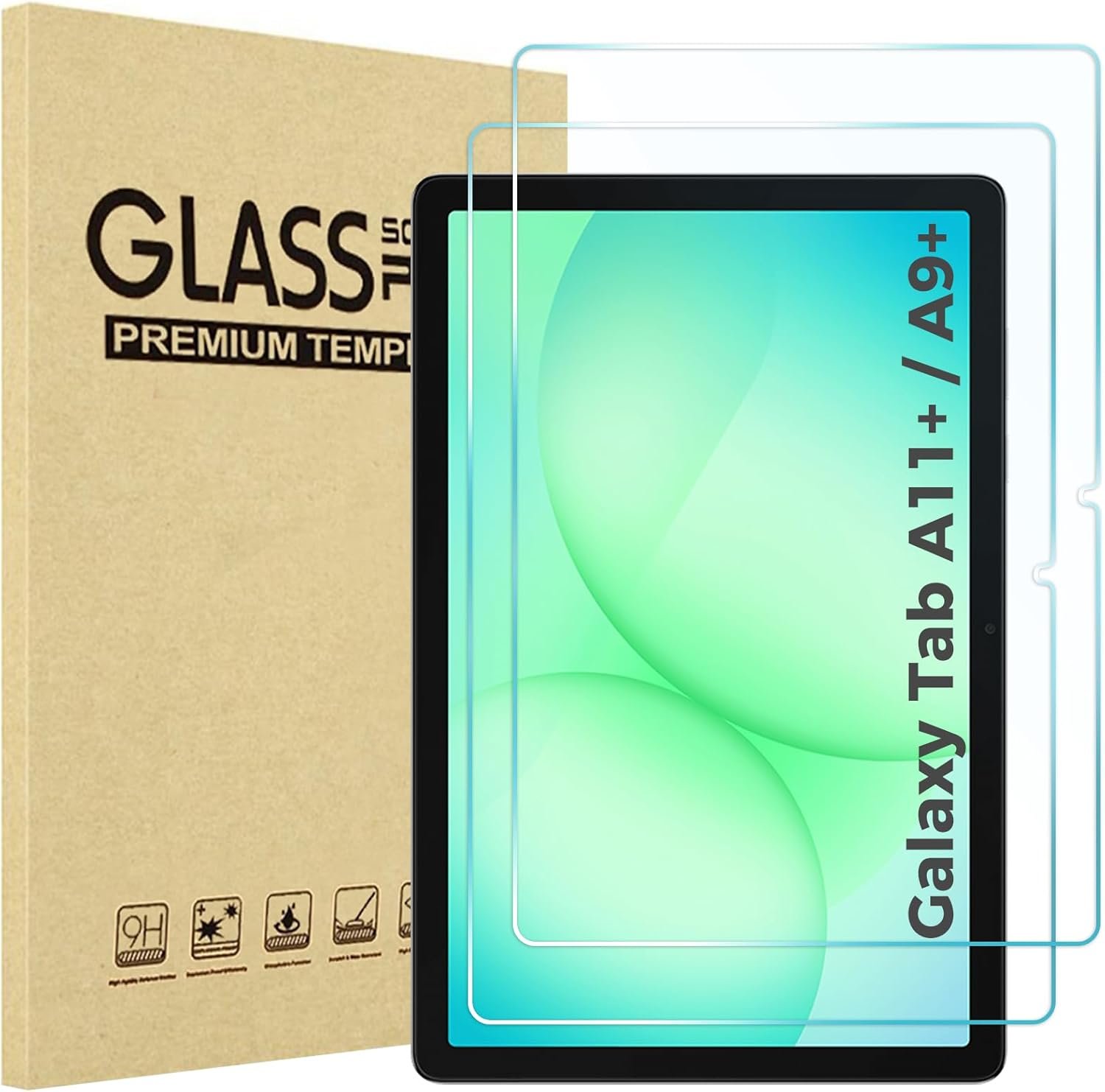 ProCase 2 Pack Screen Protector for Galaxy Tab A11 Plus/Tab A9 Plus | Quality HD Clear Tempered Glass 9H Film Guard for Tab A11+ 2025 / A9+ 5G 11″ 2023