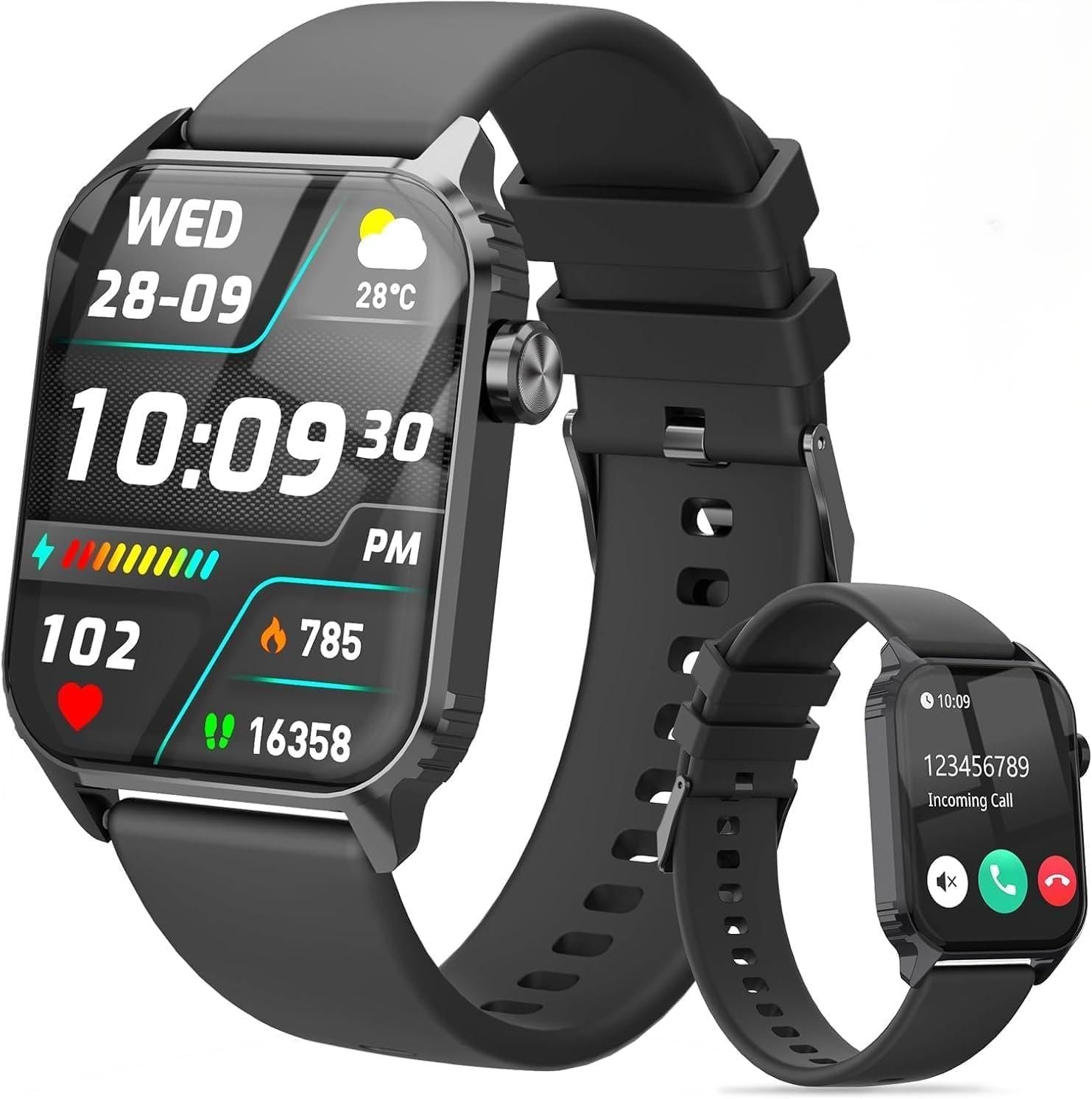 Smartwatch with 1.83 inches Screen, 120 Workout Modes, Bluetooth Call & Alarm Clock, IP67 Waterproof Smart Watch with Heart Rate, Sleep Tracker for iPhone, Android (Black)