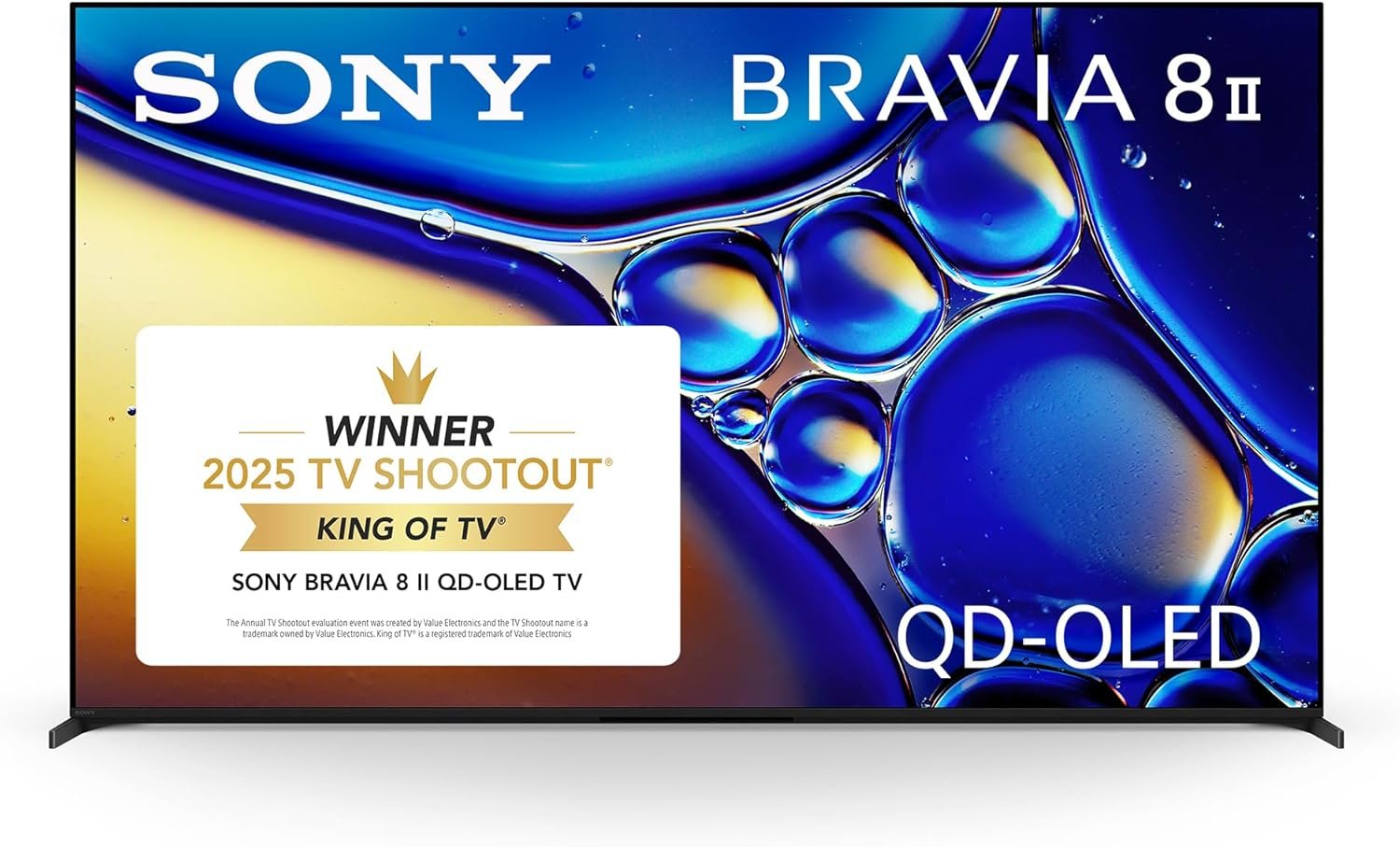 Sony 65 Inch BRAVIA 8 II QD OLED 4K HDR Smart Google TV (K-65XR80M2) | Sony’s brightest OLED with max color, XR Processor with AI Technology, Ultra Slim Design, 4K movie credits included