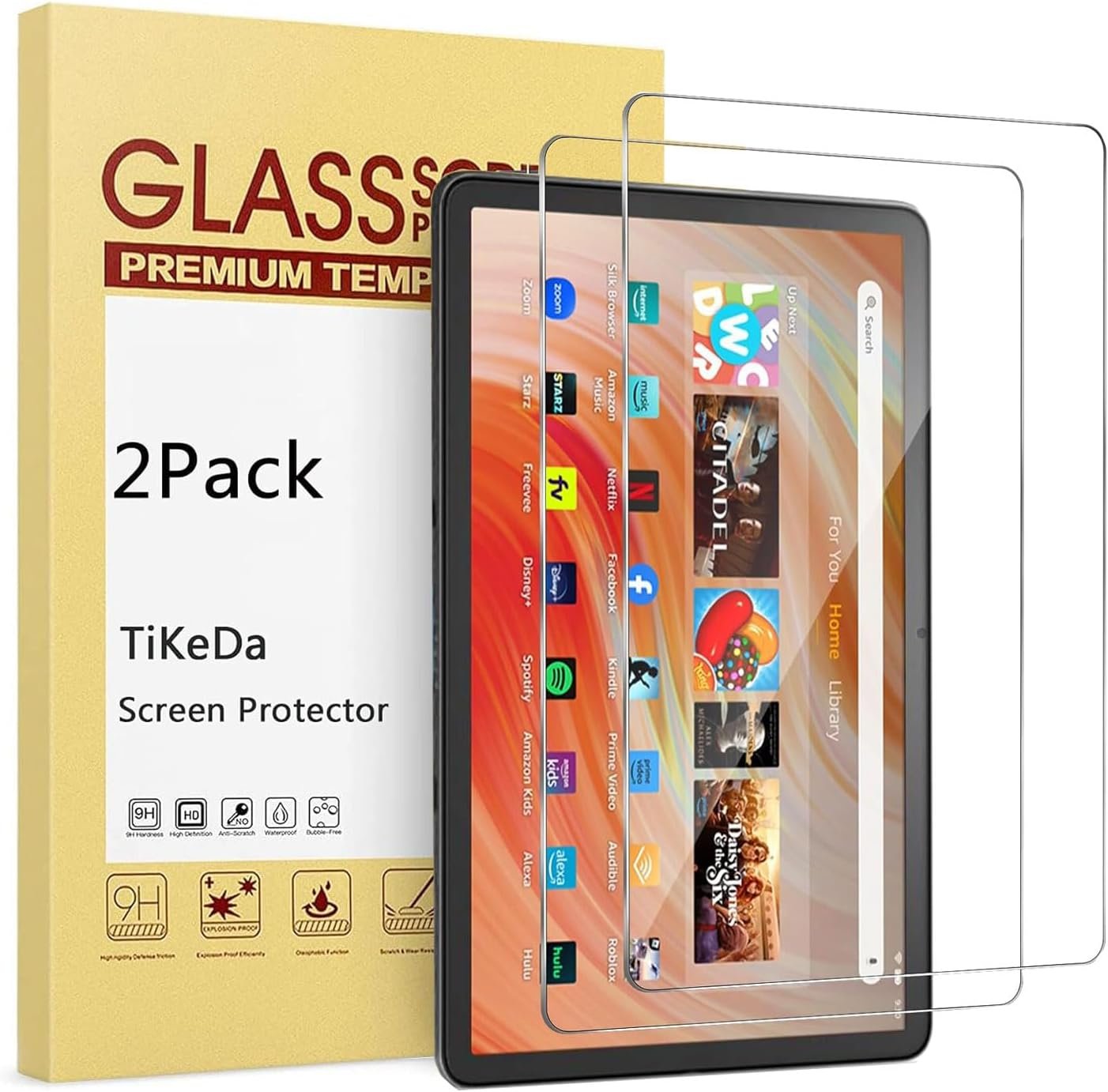 2-Pack Screen Protector for All-New Fire HD 10 / Fire HD 10 Plus Tablet 10.1 inch (13th/11th Generation, 2023/2021 Release) 9H Hardness Tempered Glass Guard