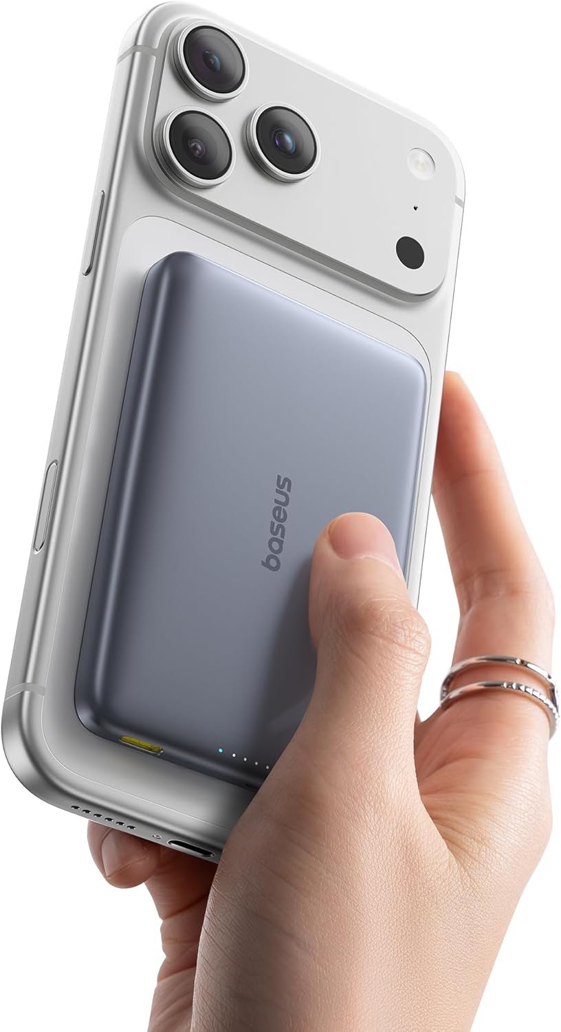 Baseus Picogo Magsafe Portable Charger, Qi2 15W 0.5″ Ultra Slim 10000mAh Wireless Power Bank, 27W Fast Charging Magnetic Battery Pack with USB-C for iPhone 17 Pro Max/17 Pro/Air/16/15/14/13/12