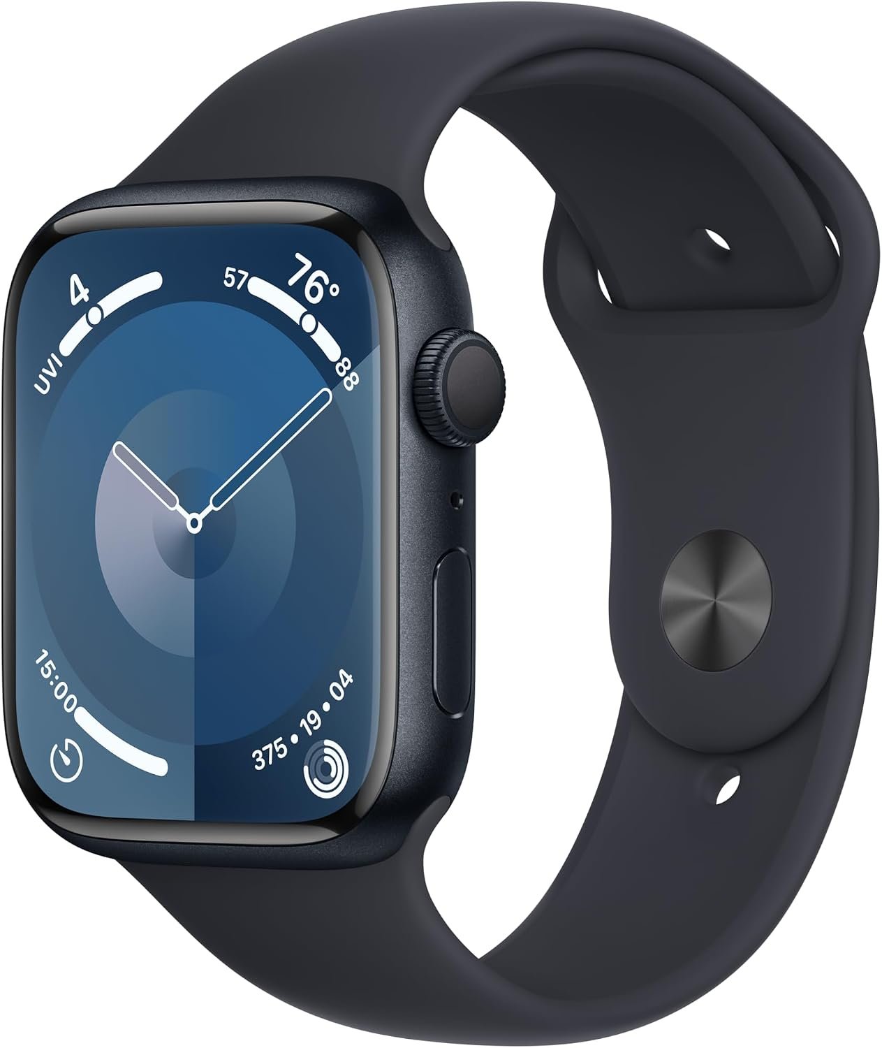Apple Watch Series 9 [GPS 45mm] Midnight Aluminum Case with Midnight Sport Band M/L (Renewed) | M/L, Renewed
