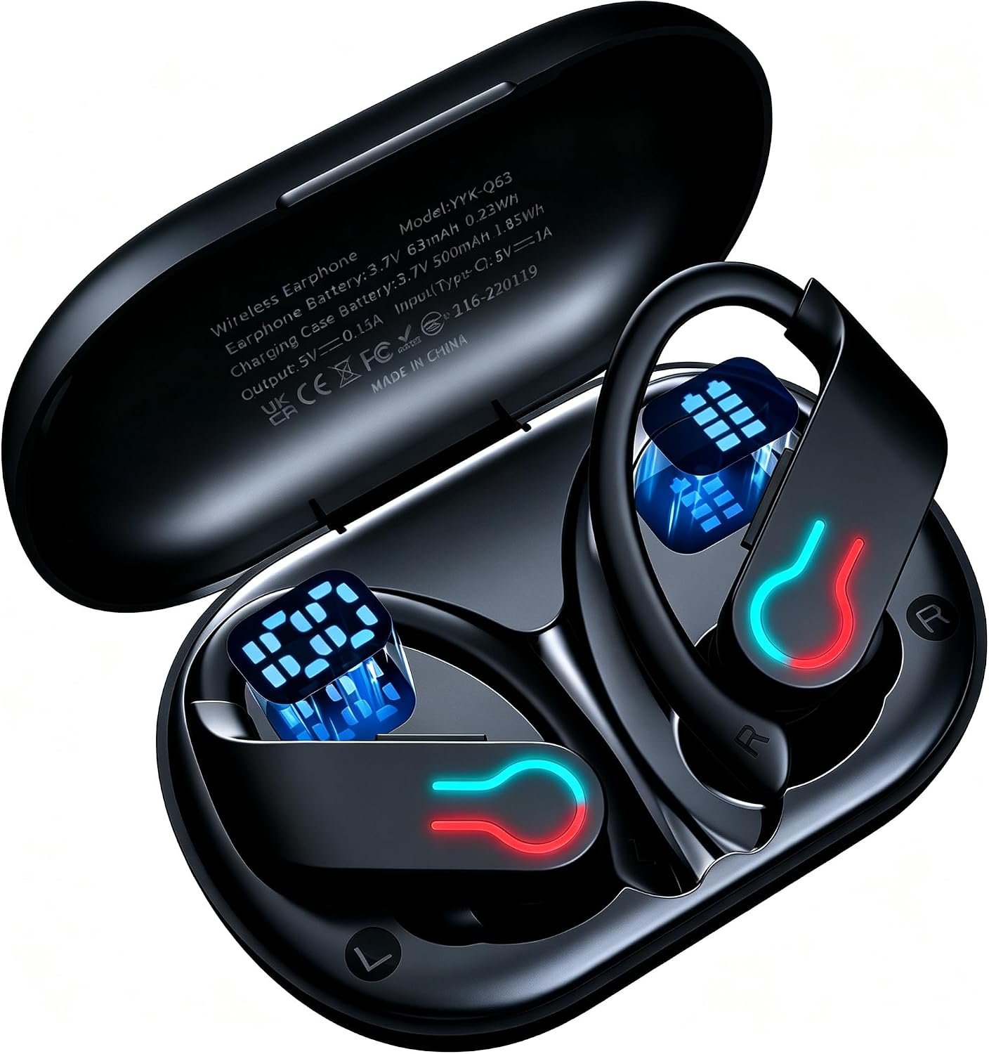 Wireless Earbuds 120hrs Bluetooth 6.1 Headphone Sport, 2026 Bluetooth Earbuds with Fast Charging Case Dual LED Display Earphones ENC Noise Cancelling Mic with Easy Button Controls, IPX7 Waterproof