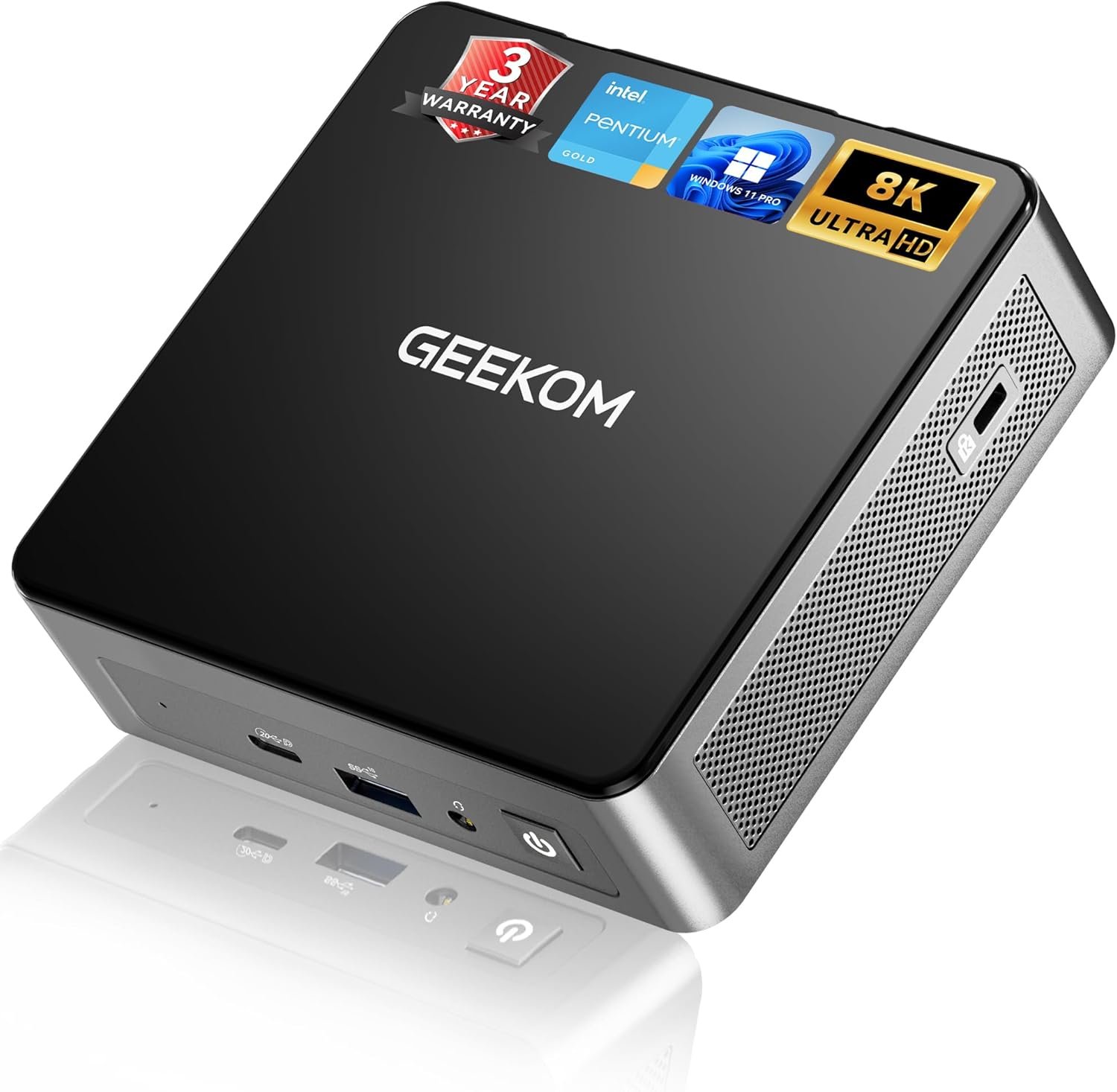 GEEKOM Air12 Mini PC for Business & WFH (2026), Intel 7505 (Up to 3.5GHz), 8GB RAM (Dual-Slot Upgradeable), 256GB M.2 SSD, 8K & Triple 4K Display, 3-Year Warranty, Windows 11 Pro Desktop Computer