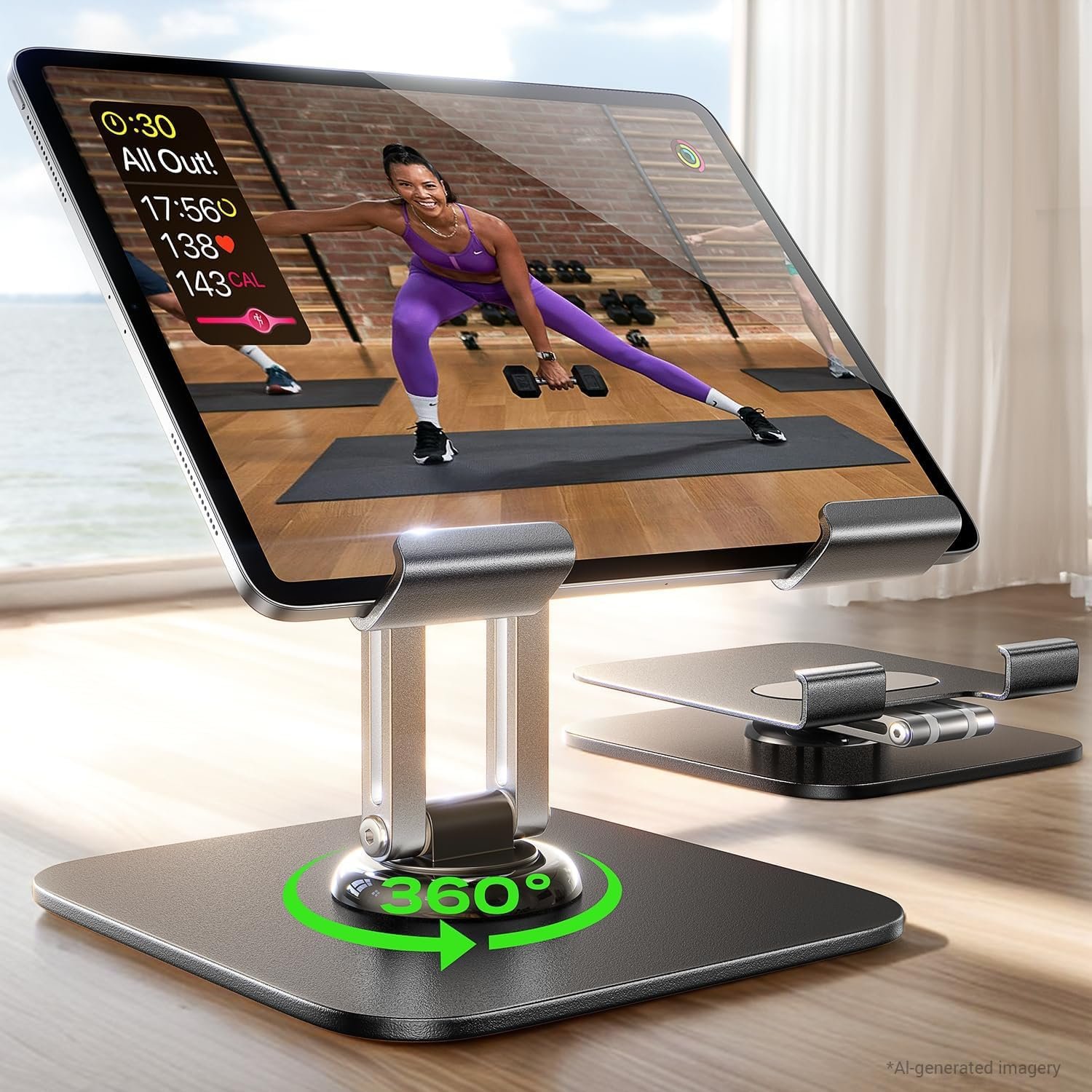 LISEN for iPad Stand Holder [All-Metal Foldable] Adjustable Tablet Stand for Desk, 2026 iPad Accessories Rotating Display Stand Office Men Gifts Kindle Tablet PS Switch iPhone 11″-4.7″