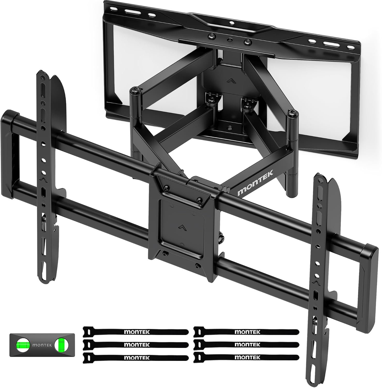 monTEK Heavy Duty Full Motion TV Wall Mount for 37-90 Inch TVs up to 165 lb | Dual articulating arms extend 16.6 in; tool-free tilt, ±60° swivel, 4X load tested, max VESA 600x400mm, 12/16 in wood studs