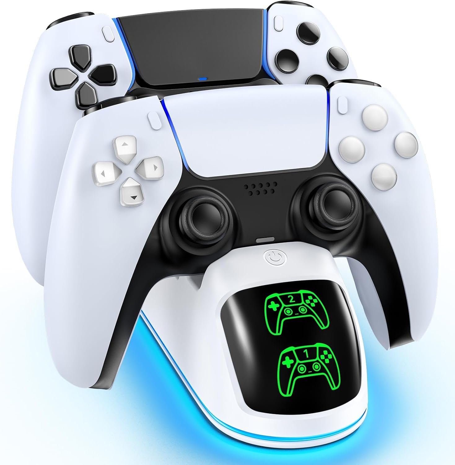 OIVO PS5 Controller Charger Station Compatible with PlayStation 5 Dualsense & Edge Controllers, RGB PS5 Controller Charging Dock Holder Stand with Fast Charge Cable for PS 5 Accessories Kits