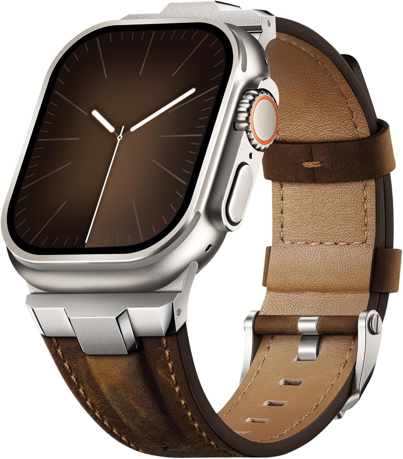 Suitisbest Leather Band Compatible for Apple Watch Ultra Band 49mm 46mm 45mm 44mm 42mm 41mm 40mm, Genuine Leather Replacement Strap for iWatch series 11 10 9 8 7 6 5 4 3 2 1, SE 3 2 1, Ultra 3 2 1