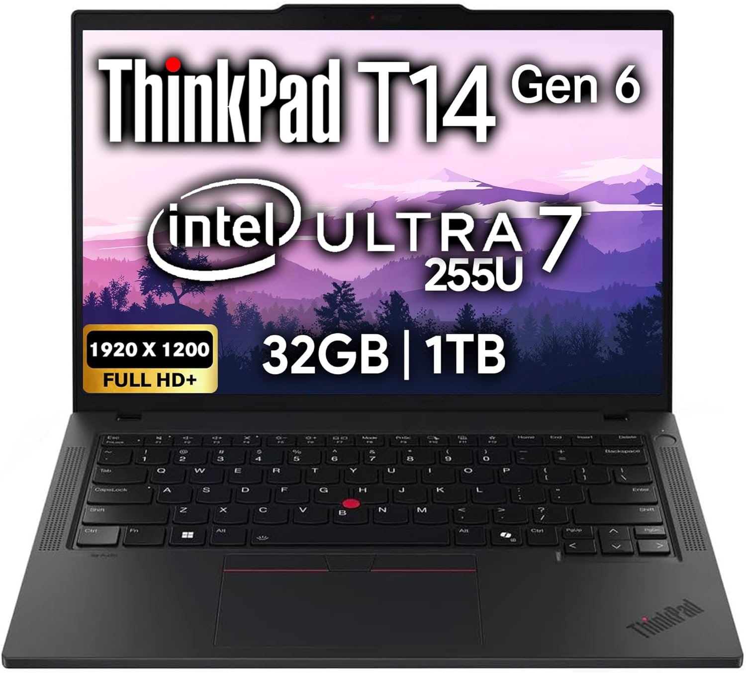 Lenovo ThinkPad T14 Gen 6 Business Laptop 14″ FHD+ IPS, Intel Ultra 7 255U, 32GB DDR5 RAM, 1TB SSD, 5MP Webcam, Fingerprint, Backlit, Wi-Fi 6E, 2 Thunderbolt 4, AI PC, W11P