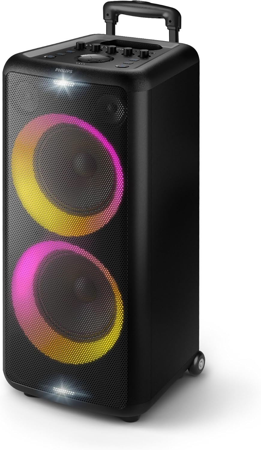 Philips X5206 Bluetooth Party Speaker – 14 Hours Play Time, Deep Bass, Party Lights, Karaoke Effects, Mic & Guitar Input, 80W Max Power, Black