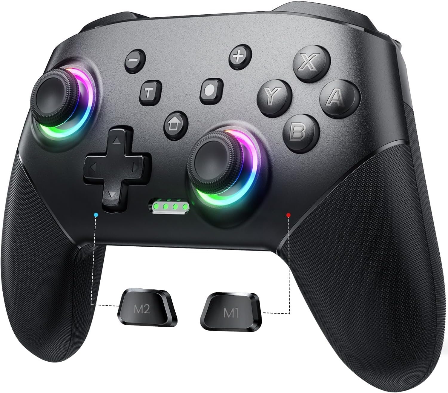 VOYEE Switch Controller Wireless, Pro Controllers Compatible with Switch/Lite/OLED/PC, One-Key Pairing Gamepad with 9-Color RGB LEDs 6-Axis Motion Wake Up Function