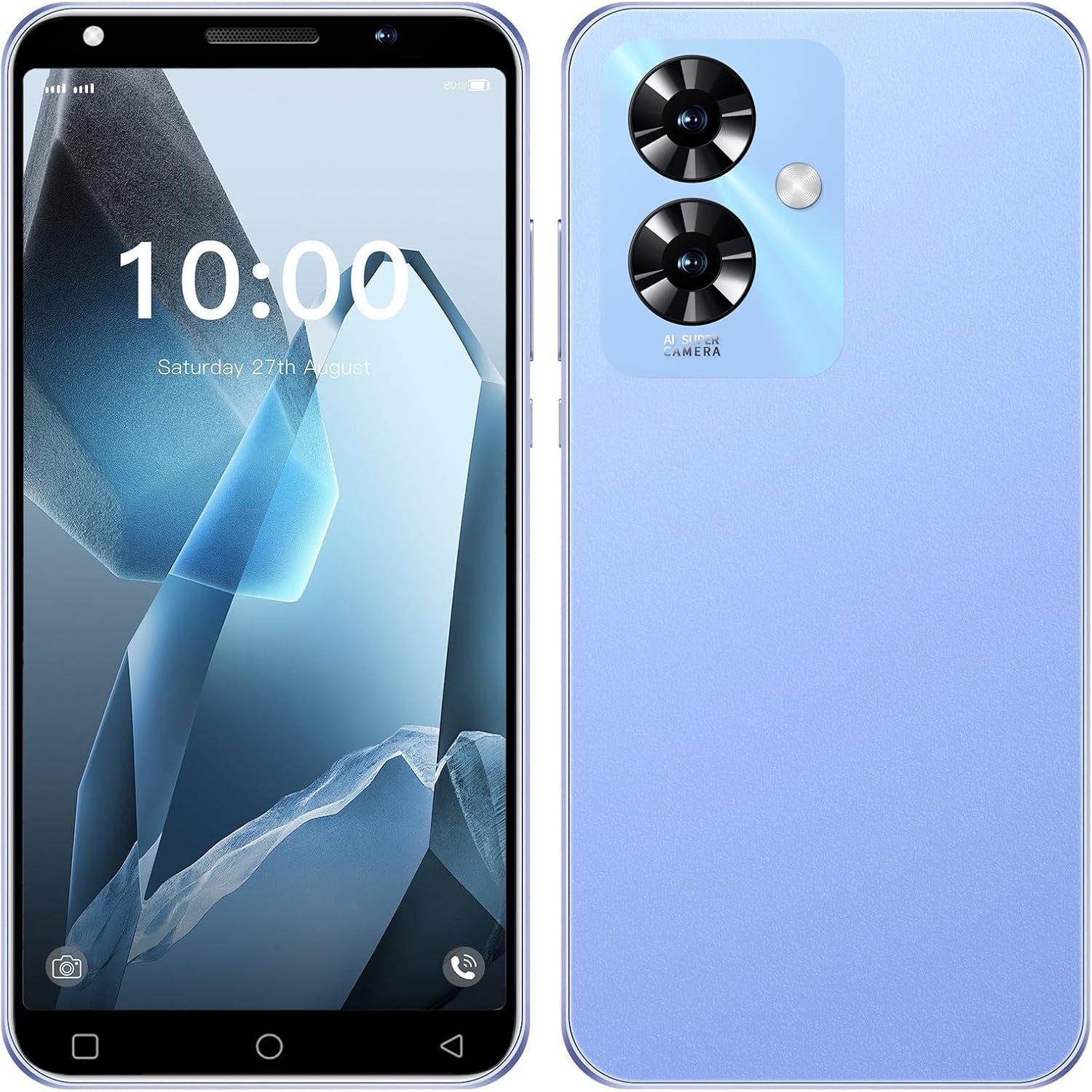 LilCost Note 60 Smartphone, 16GB ROM,128GB Extension,Dual SIM, 5.0” HD Display with 3500mAh Battery and Dual Camera,Support WiFi/Bluetooth/Face Unlock Android Phone (Blue)