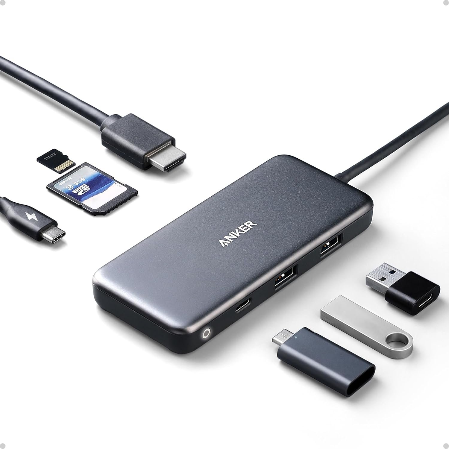 Anker USB C Hub, 7-in-1 Multi-Port USBC Hub, 4K HDMI USB-C Adapter | 1 USB-C and 2 USB-A 5Gbps Ports, 85W Max PD, SD/TF, for MacBook Air, MacBook Pro, XPS and More (Charger Not Included)