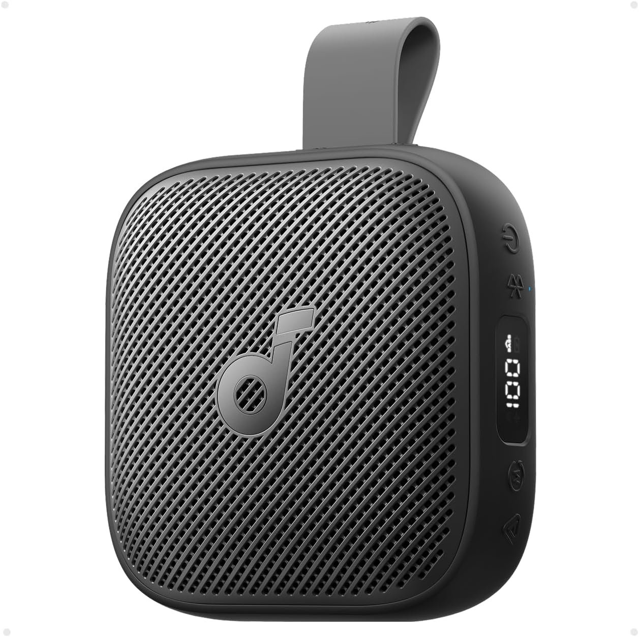 Soundcore Boom Go 3i Portable Bluetooth Speaker by Anker, 15W Punchy Sound, 24H Playtime, IP68, BassUp 2.0, Emergency Charging, Bluetooth 6.0, Waterproof Speaker for Hiking/Cycling/Camping (Black)