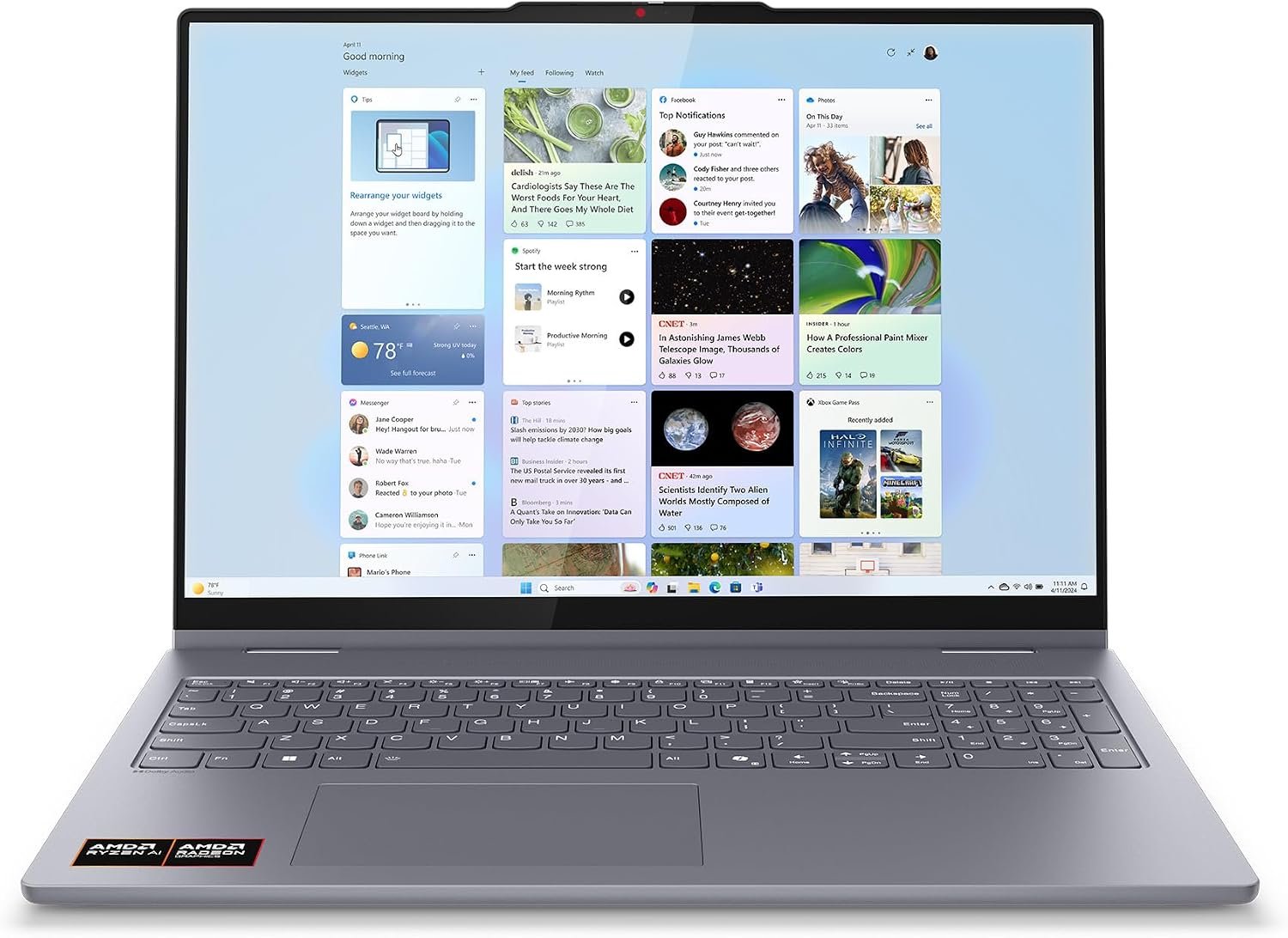 Lenovo IdeaPad 5 2-in-1 Laptop – Copilot+ PC – AMD Ryzen AI 5 340 CPU – 16″ WUXGA IPS Touchscreen Display – 16GB RAM – 1TB Storage – AMD Radeon 840M GPU – Luna Grey