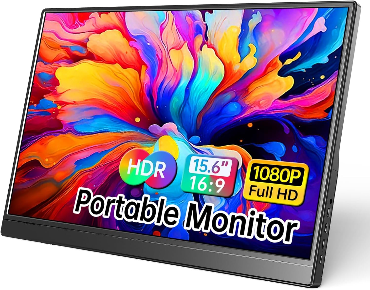 Portable Monitor 15.6 Inch 1080P USB-C HDMI Ultra-Slim Travel Monitor with Kickstand, Compatible with Xbox, Laptop, PC, Mac Phone, PS, Swich IPS Ultra-Thin Zero Frame Gaming Monitor
