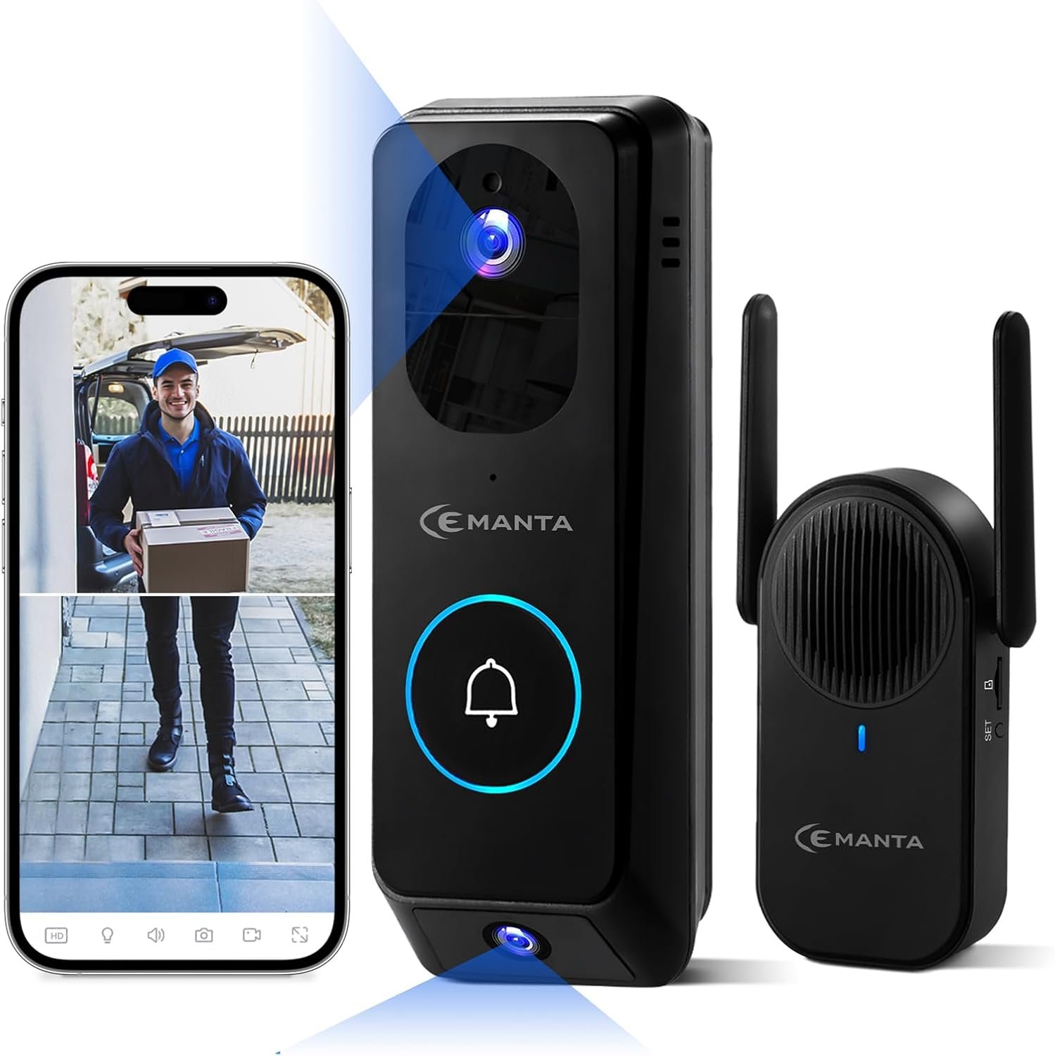 2K Video Doorbell Camera Wireless with Chime,Dual-Cam | Free Cloud Storage, Package Protection, 190° View, WiFi6, Voice Changer & Anti-Tamper,2-Way Audio, Compatible with Alexa