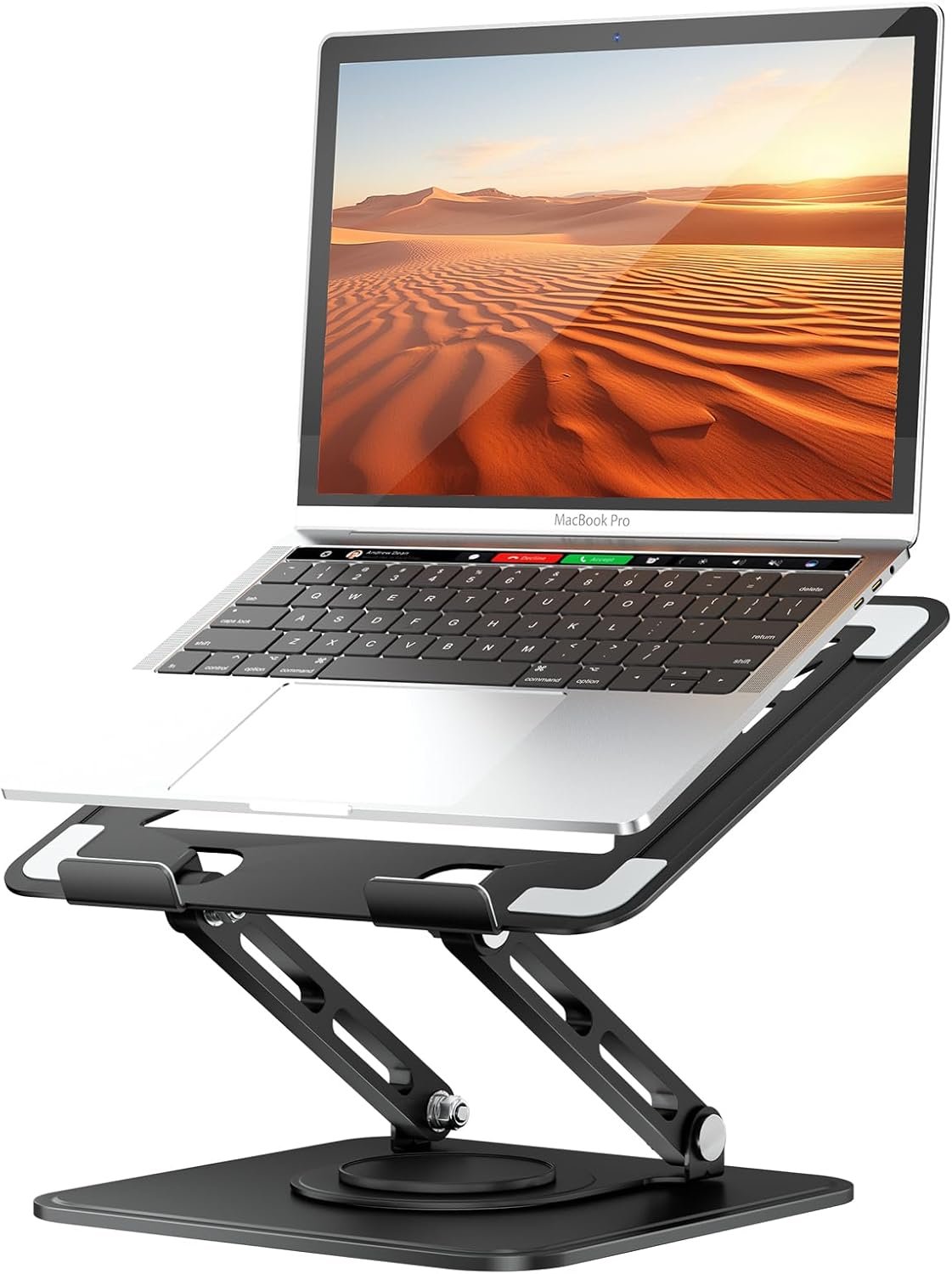 tounee Laptop Stand for Desk, Adjustable Computer Stand Holder with 360° Rotating Base, Ergonomic Laptop Riser Compatible with MacBook Pro Air, All Laptops 10-15.6″-Black