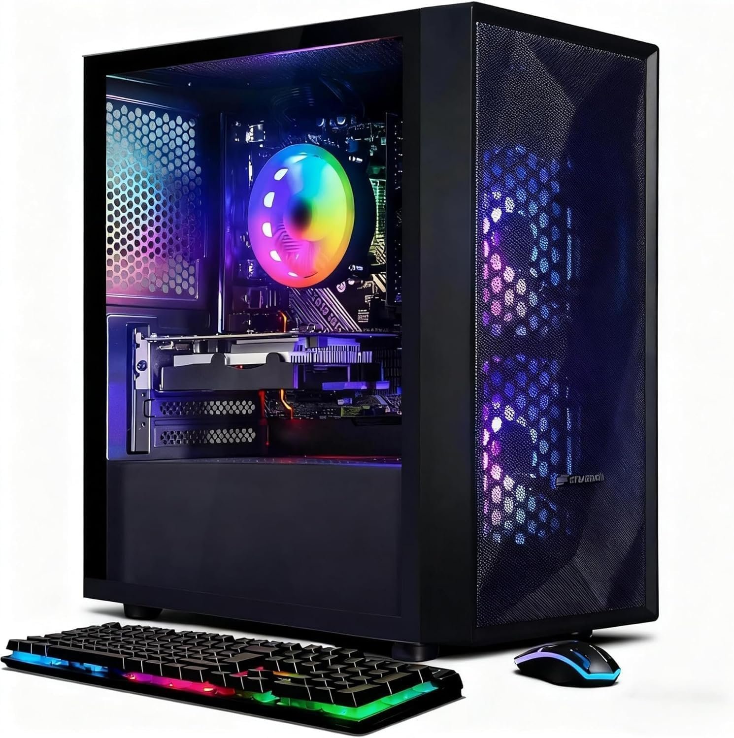 STGAubron Prebuilt Gaming PC Desktop, Radeon RX 560 4G, Intel Core i5 up to 3.6GHz, 16G RAM, 512G SSD, WiFi 6, BT 5.0, RGB Fan x2, Windows 11 Home