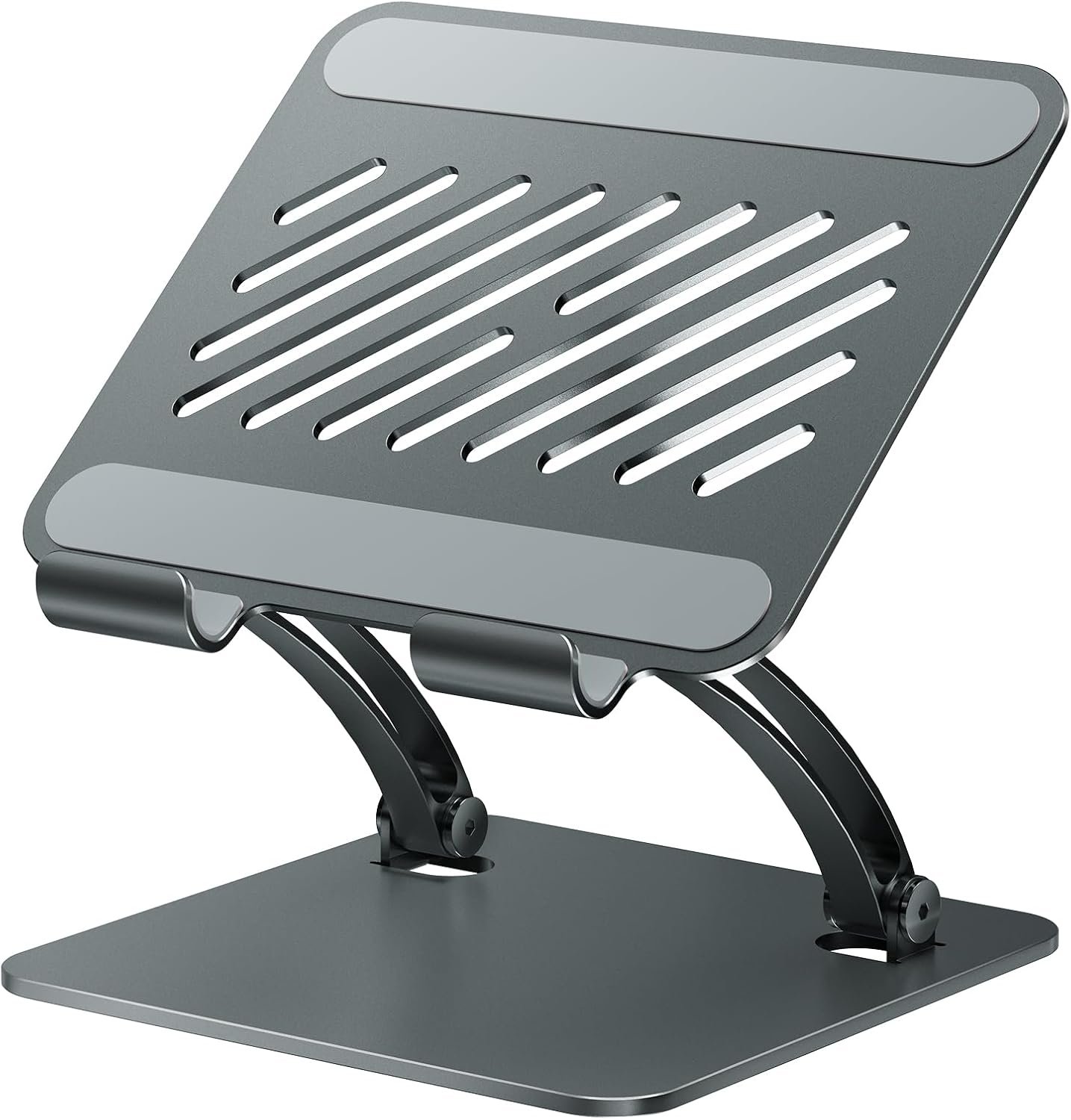 tounee Tablet Holder Stand, Dual Rod Adjustable Aluminum Desktop Stand, Compatible with 4.7-16.9″ iPads, Surface Tablets, Portable Monitors, Kindle & More (Gray)