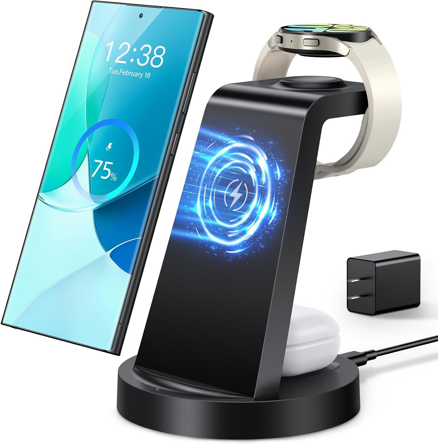 Wireless Charger for Samsung: 3 in 1 Wireless Charging Station for Samsung Galaxy Watch 8 7 6 5 4 3 Pro Classic Galaxy Buds – Charger Dock Stand for S26 S25 S24 Ultra S23 S22 S21 Note Z Fold Android