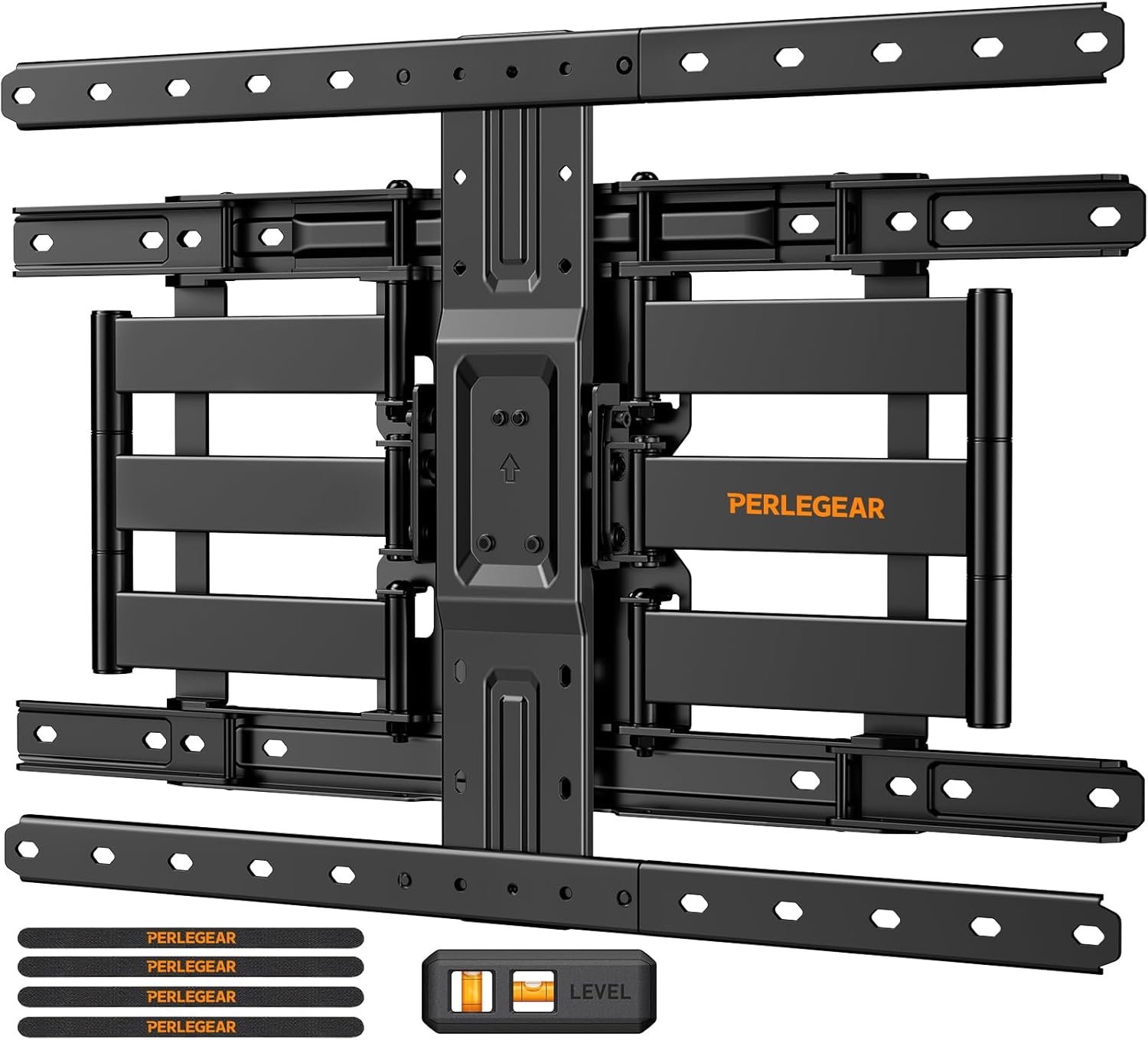 Perlegear Ultra Slim TV Wall Mount 1.1″ Low Profile for 42-90″ TVs, Fits 16″/24″ Studs, Full Motion TV Mount Wall Bracket with Dual Articulating Arms, Swivel, Tilt, Max VESA 600x400mm, Holds 132lbs