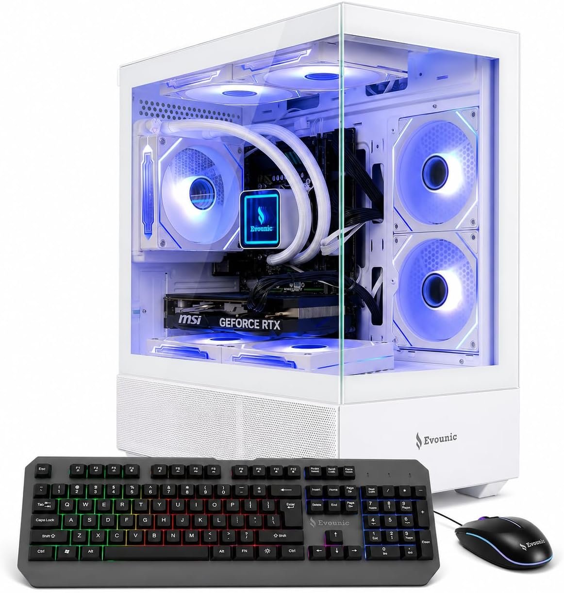 Gaming Desktop PC Computer Liquid Cooled 12-Core Processor, GeForce RTX 4060 GDDR6, 64GB RAM, 512GB NVMe SSD + 1TB HDD, WiFi 6 & BT 5.4, 7× ARGB Fans, 650W PSU, Windows 11